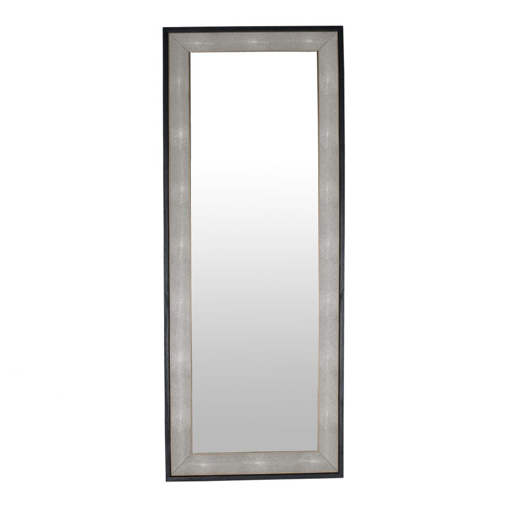 moes home collection mako floor standing black shagreen wall leaner mirror modern