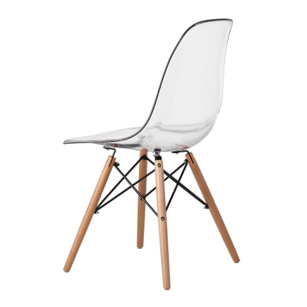 molded clear acrylic khazana eames replica wood eiffel leg lucite chair