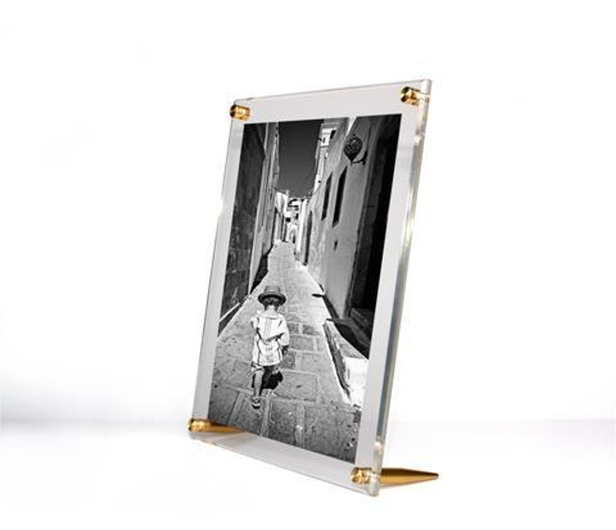 wexel acrylic floating table top leaner modern picture frame gold