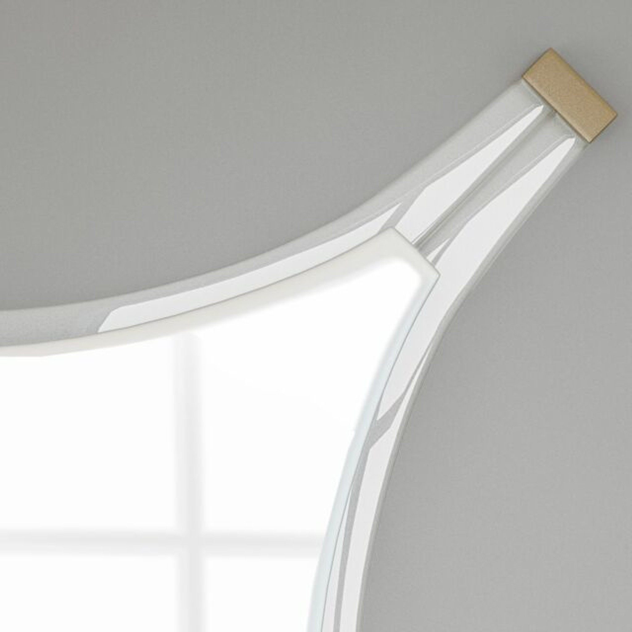 Dione Decorative Accent Mirror with Acrylic Trim and Gold Accents unique modern mid century flair boomerang wall mirror