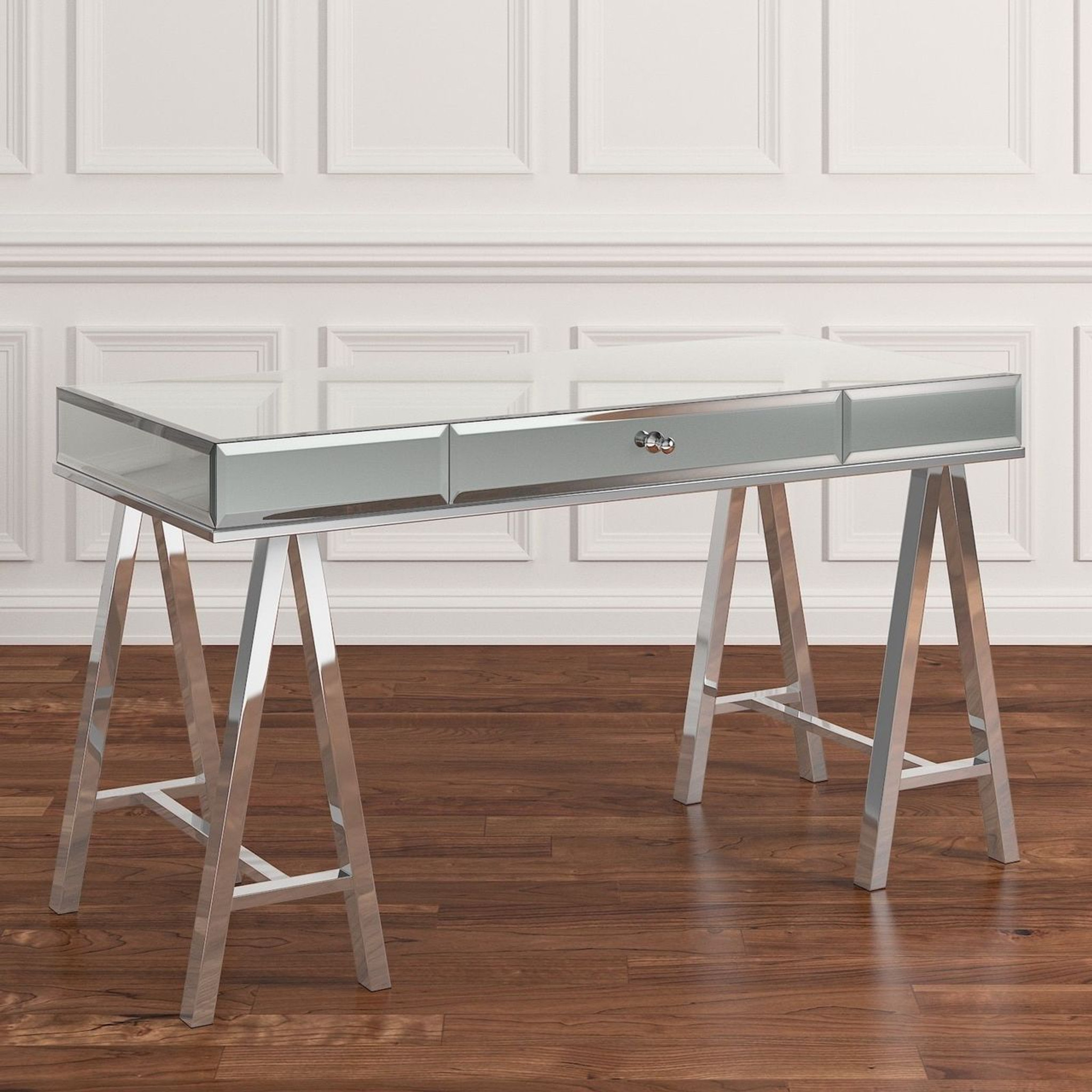 Mirrored Desk With Sawhorse Legs Clear Home Design