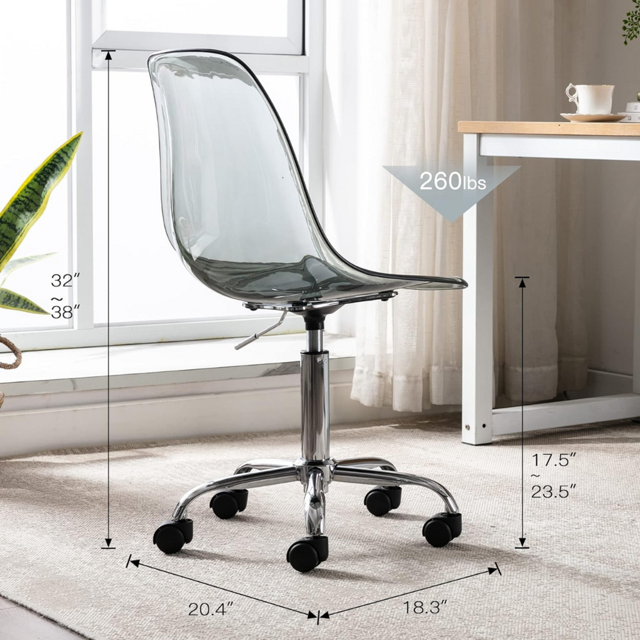 Grey & Chrome Desk Chair 