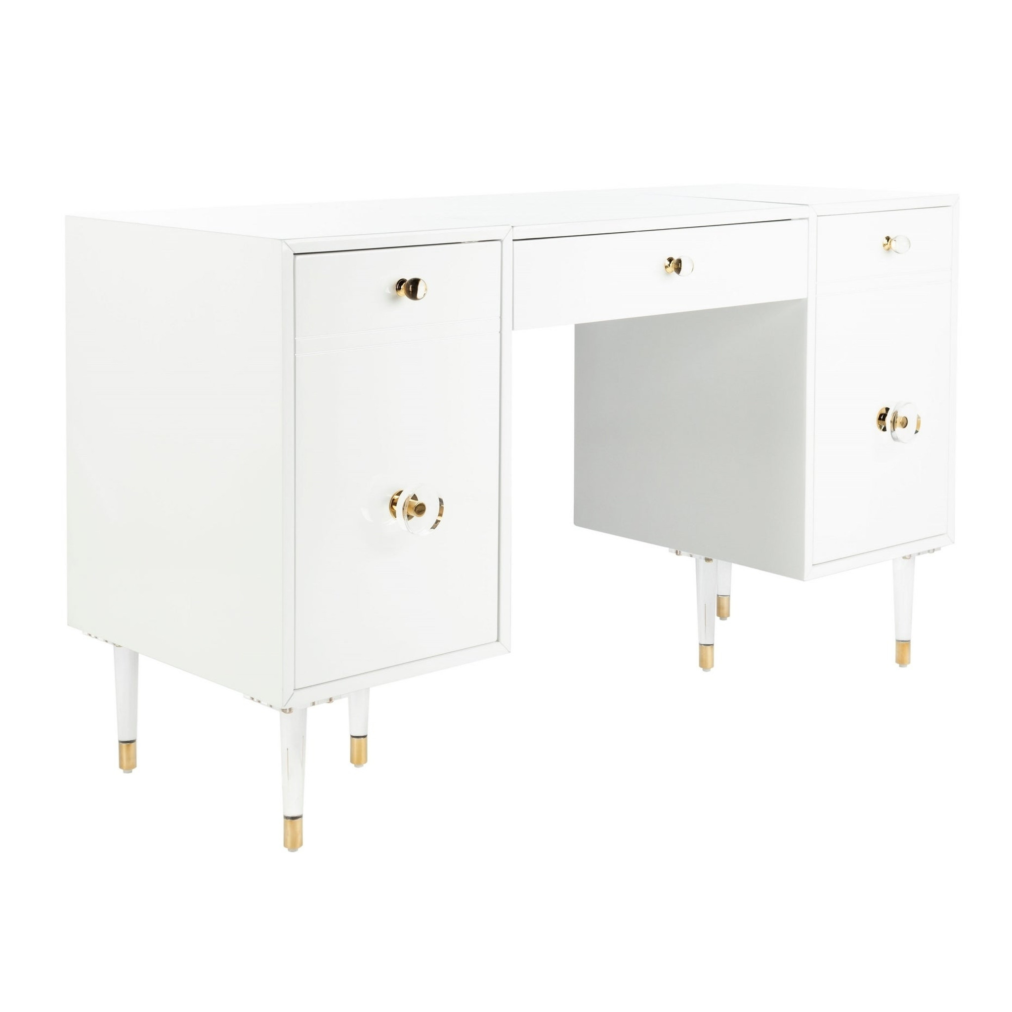 cheap Safavieh Joelle Acrylic Desk with white storage drawers lucite acrylic handles in stock