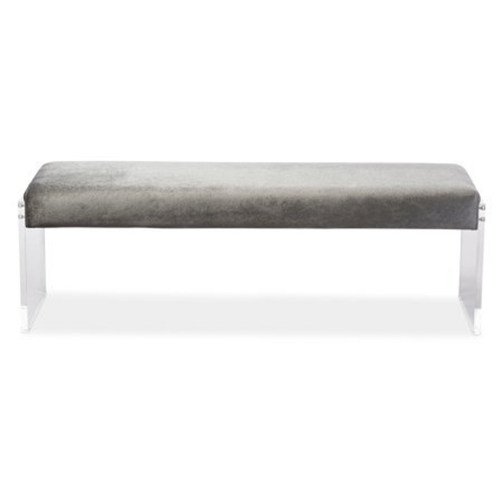 Baxton Studio Hildon Upholstered Lux Bench  clear acrylic bench seat with grey velvet microfiber baxton studio