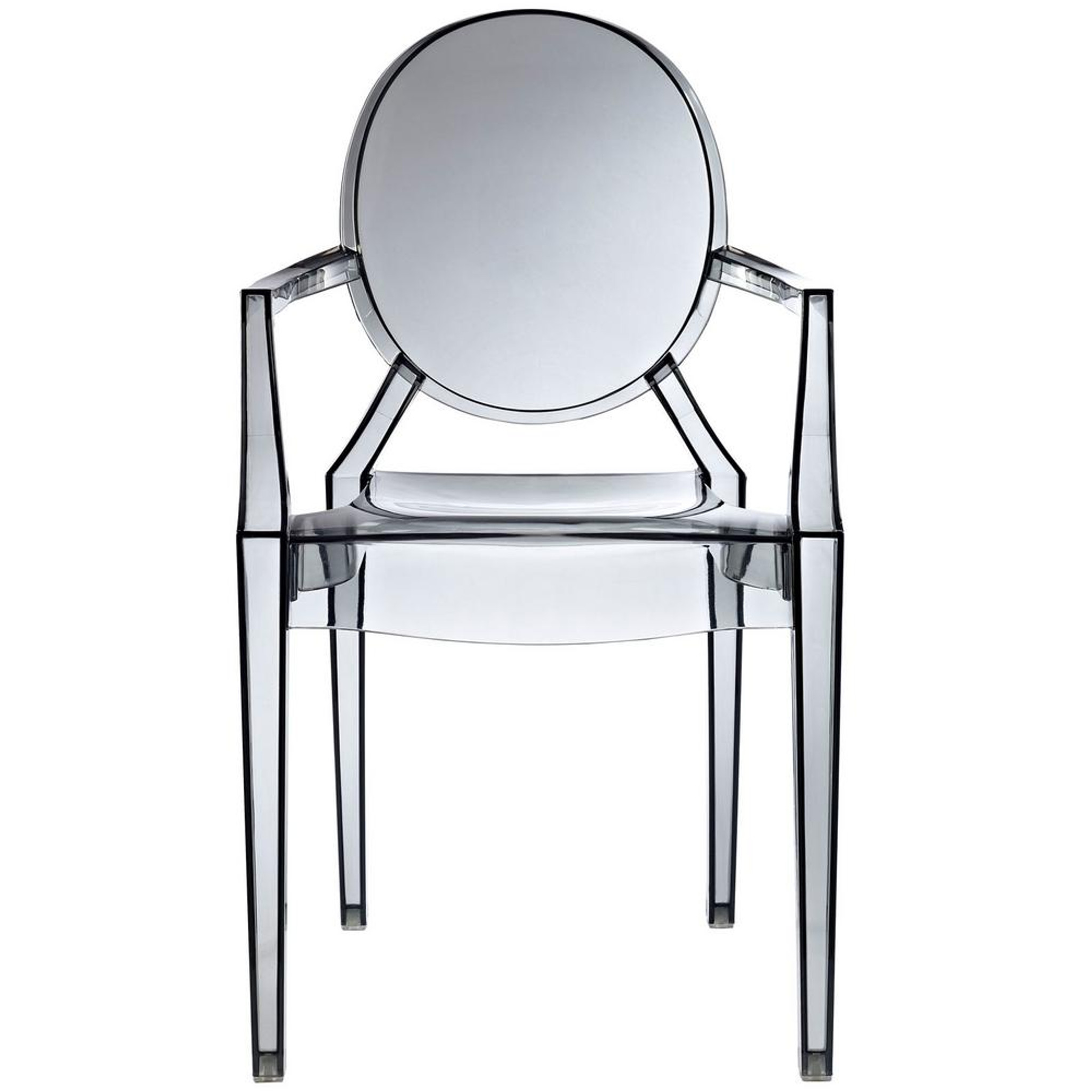 casper modway clear smoke grey dining armchair acrylic lucite ghost replica