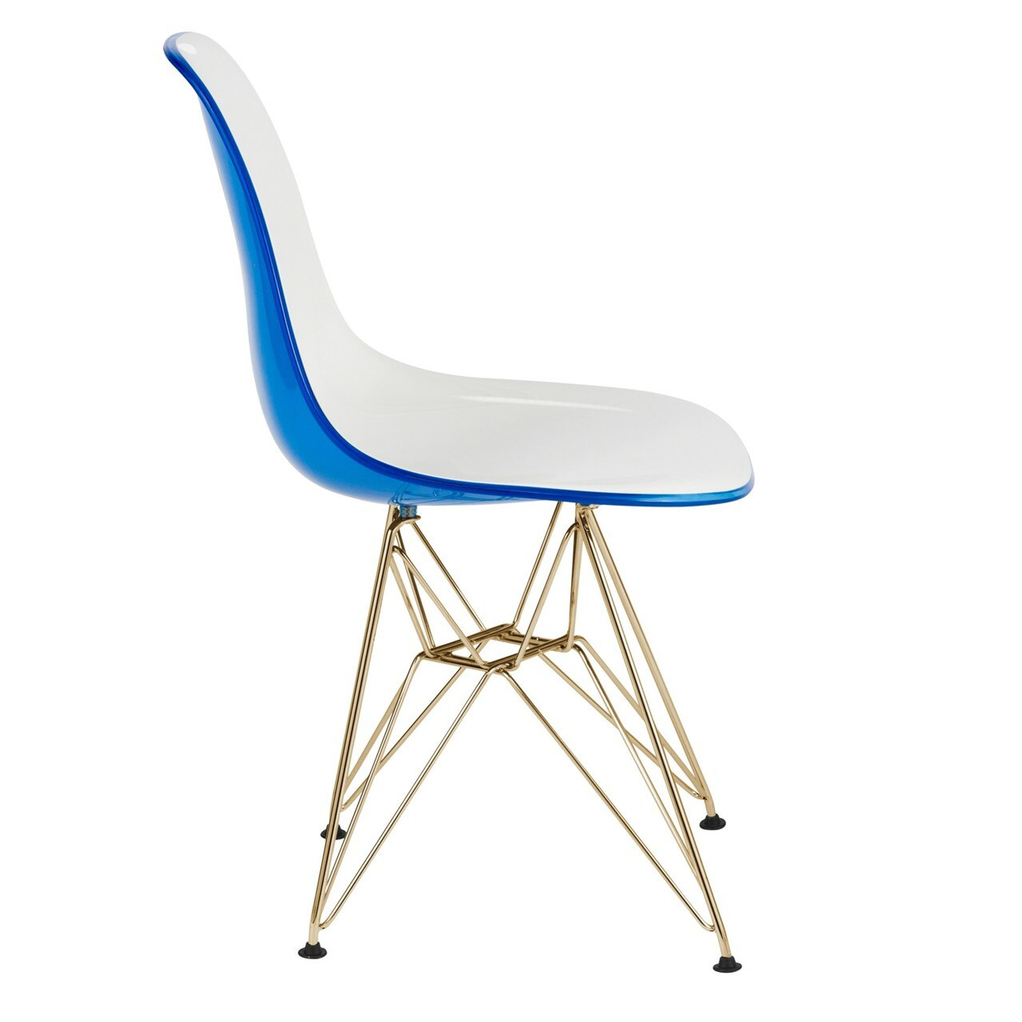 Cresco Gold Eiffel Base Chair in White Blue eames blue back gold Eiffel leg side chair