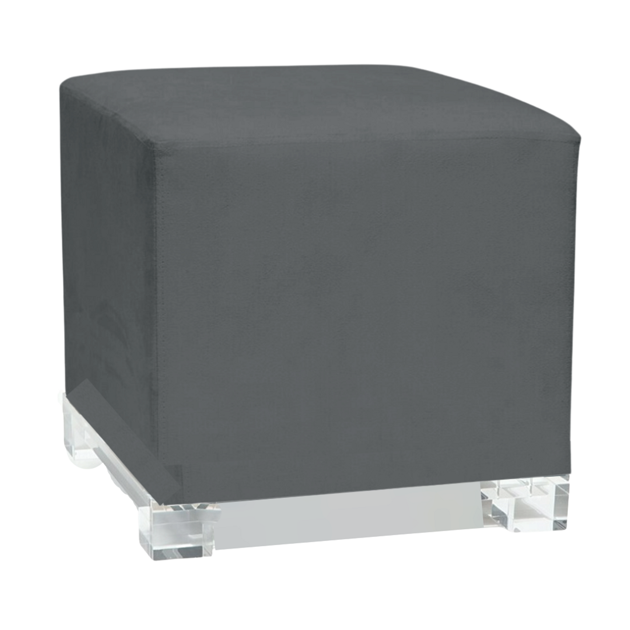 Square Ultra Suede Ottoman with Lucite Base,  Options