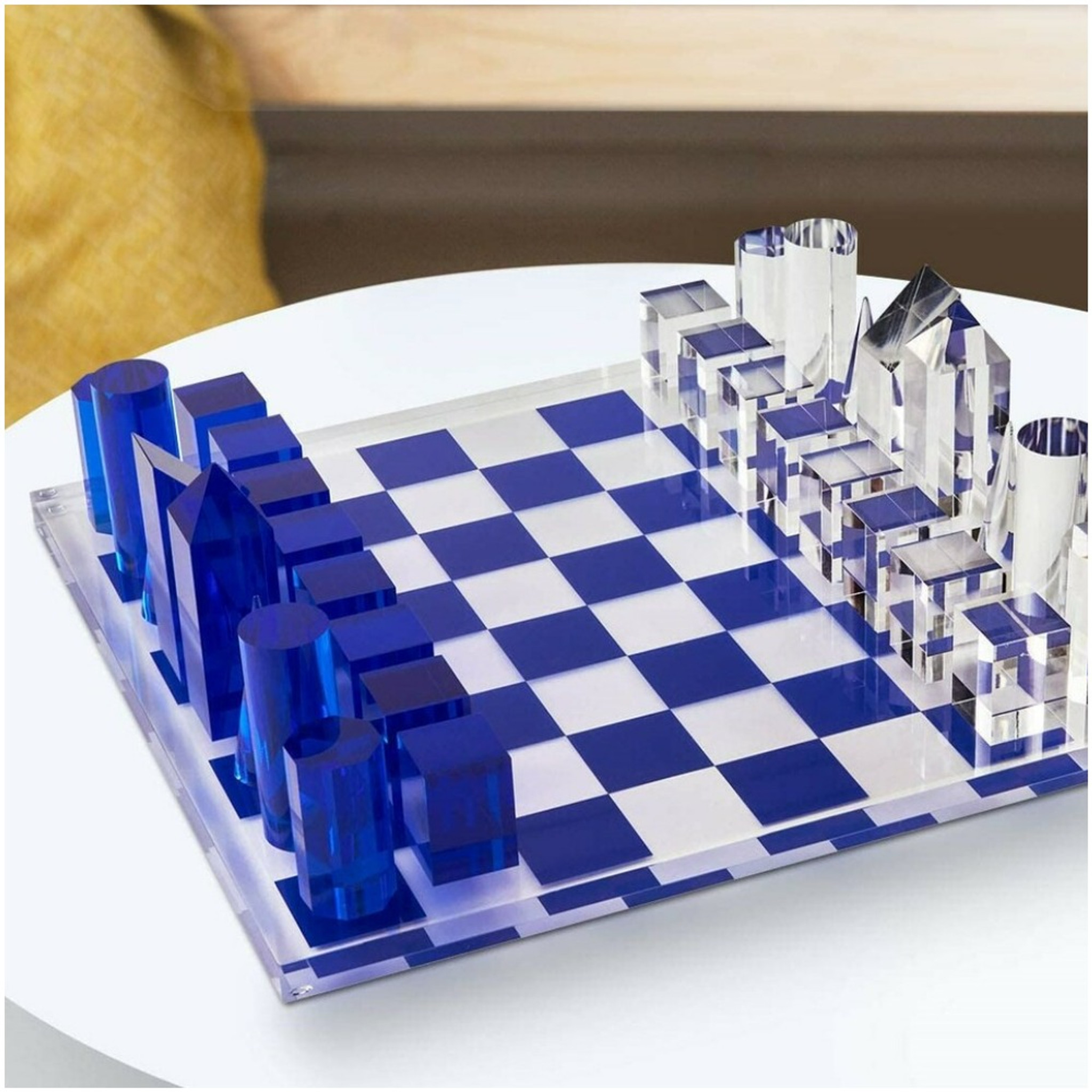 Luxury Acrylic Cobalt Blue & Clear Chess Set (HA118CHES