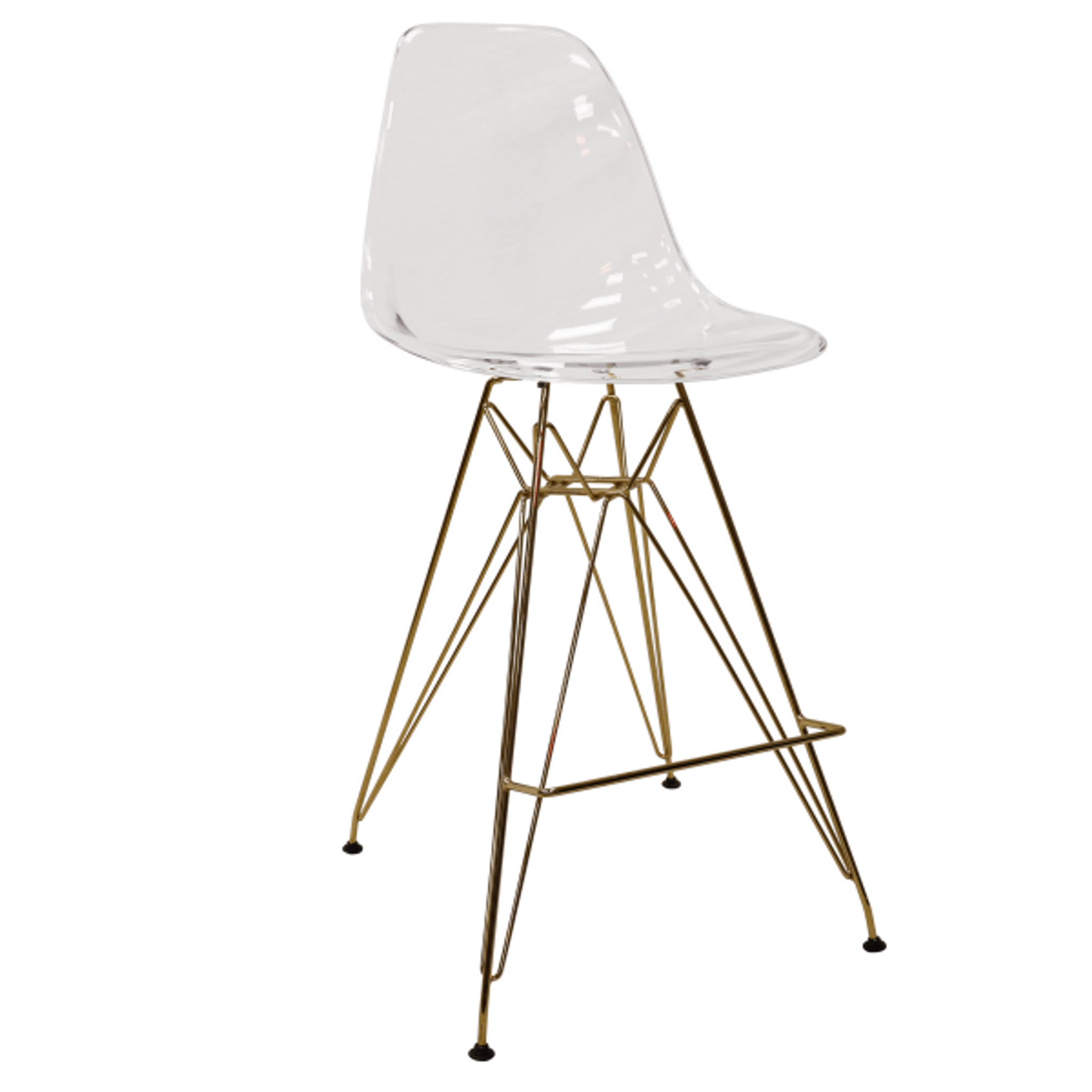 Clear Barstool with Gold Eiffel Base, Color Options