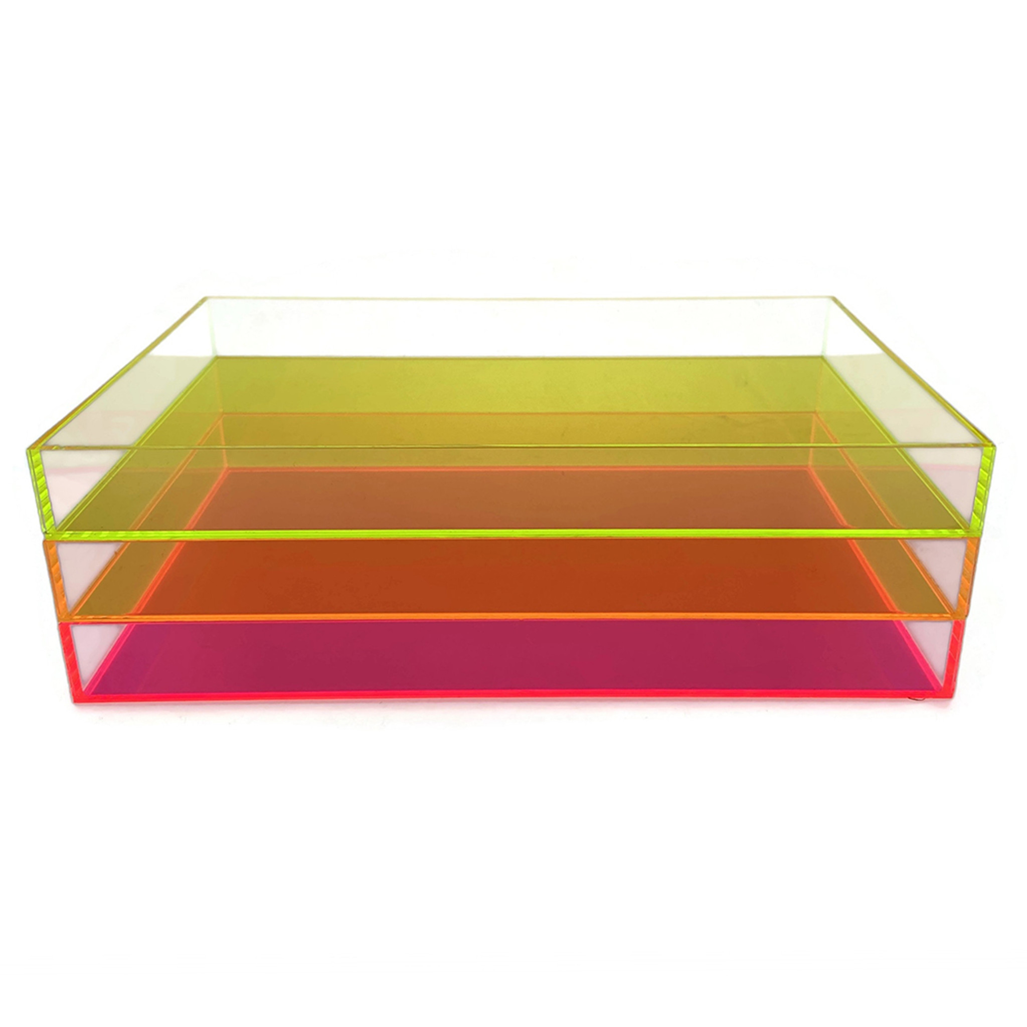 Electric Neon Luxe Clear Acrylic Stackable Cosmetic/Jewelry Tray bright color lucite