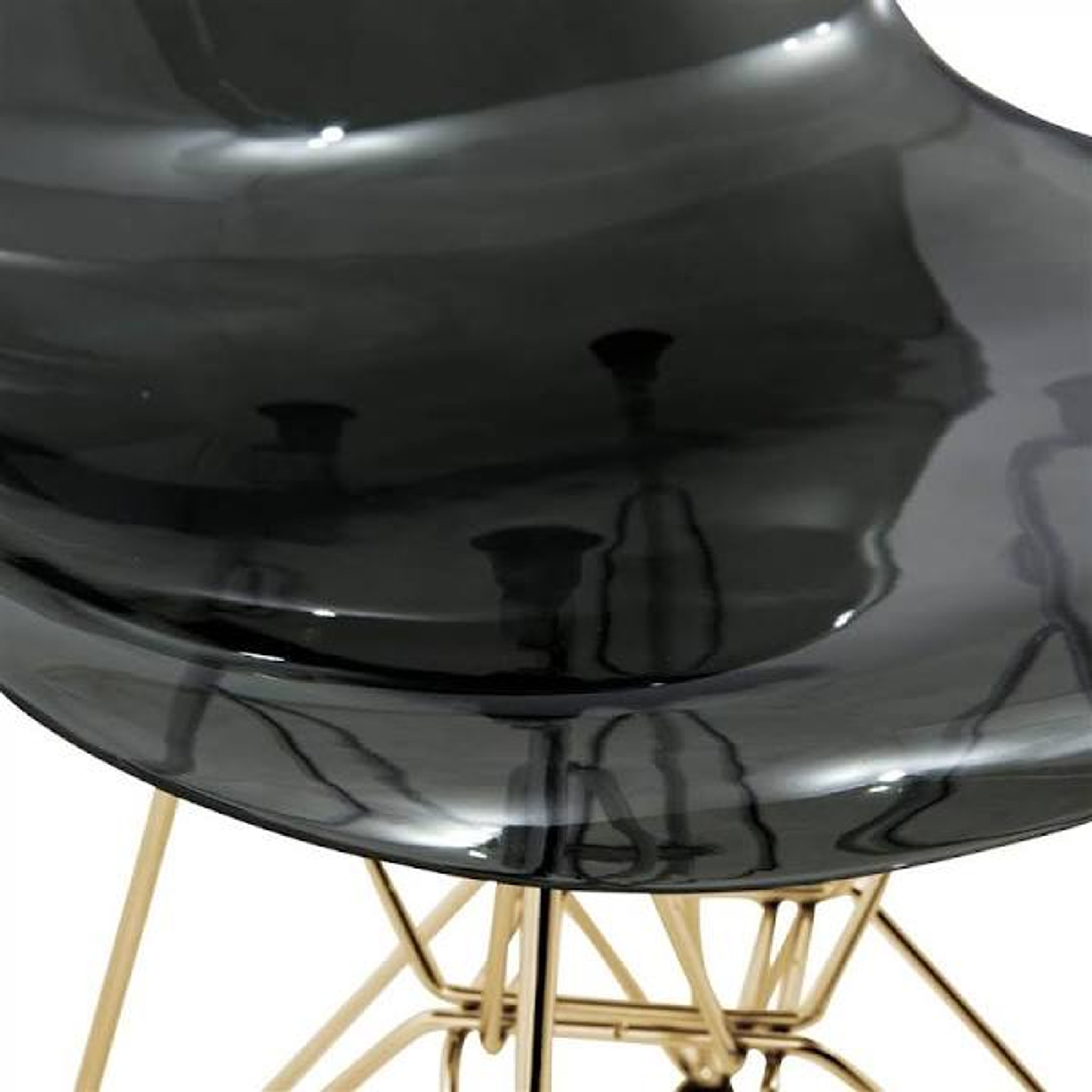 LeisureMod Cresco Modern Molded Eiffel Base Dining Side Chair-gold-Transparent Black