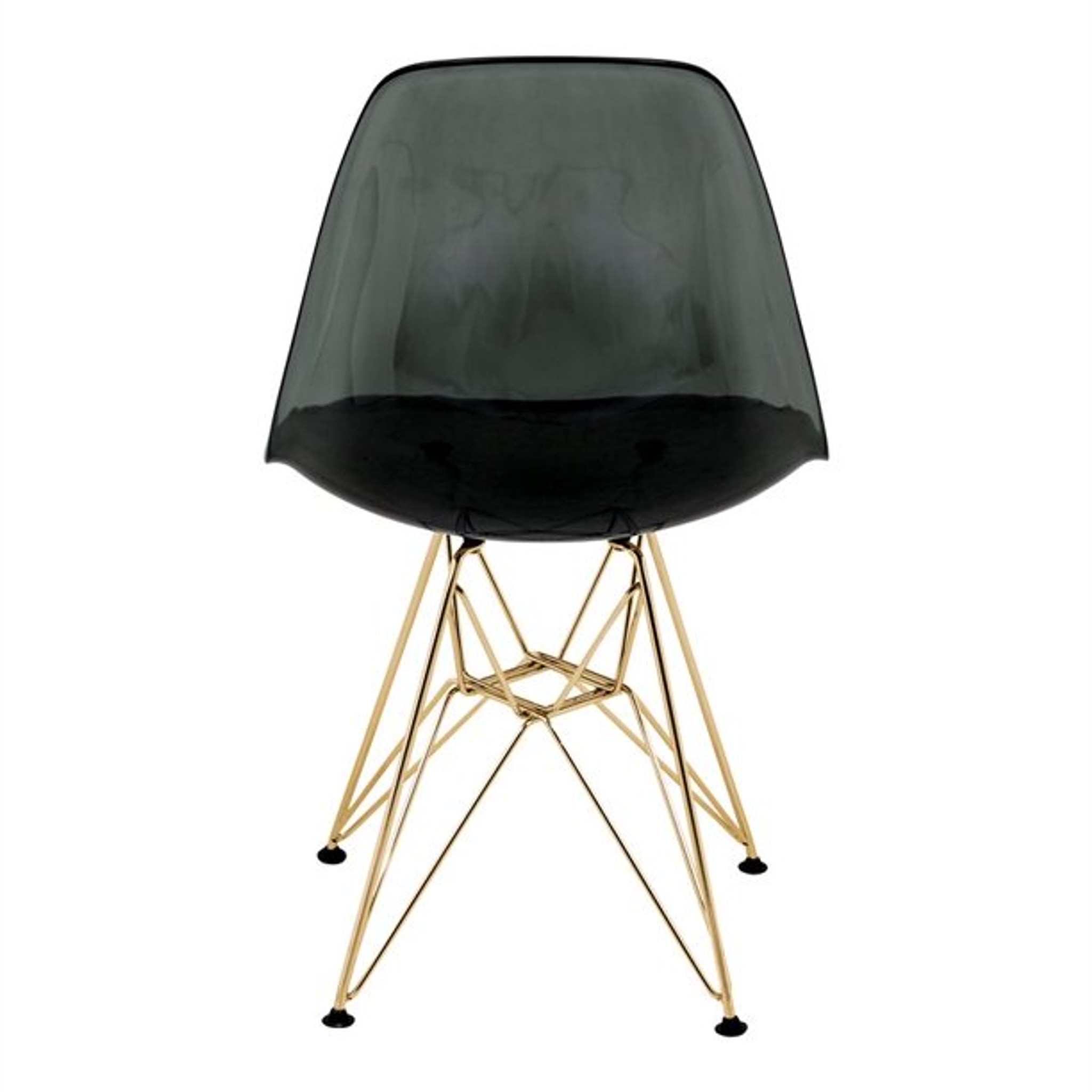 LeisureMod Cresco Modern Molded Eiffel Base Dining Side Chair-gold-Transparent Black