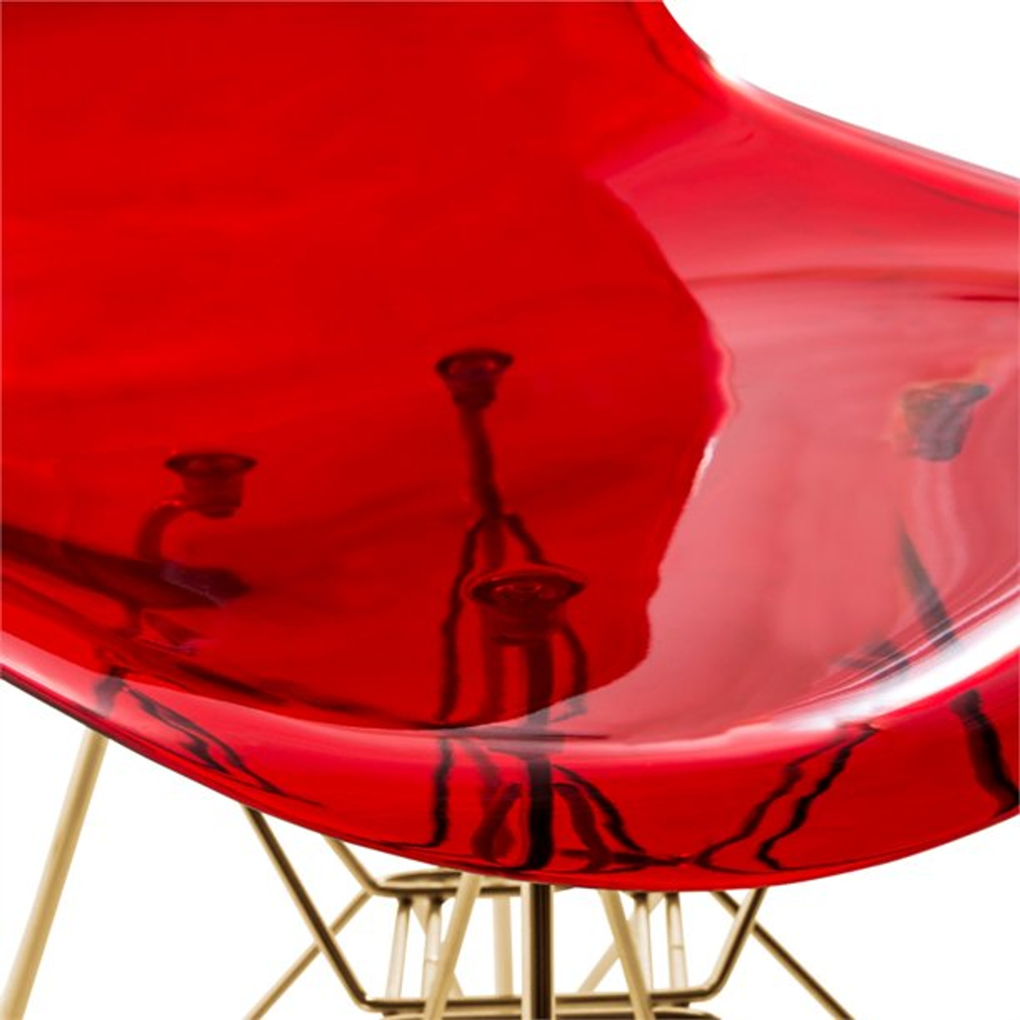 LeisureMod Cresco Modern Molded Eiffel Base Dining Side Chair-gold-Transparent red