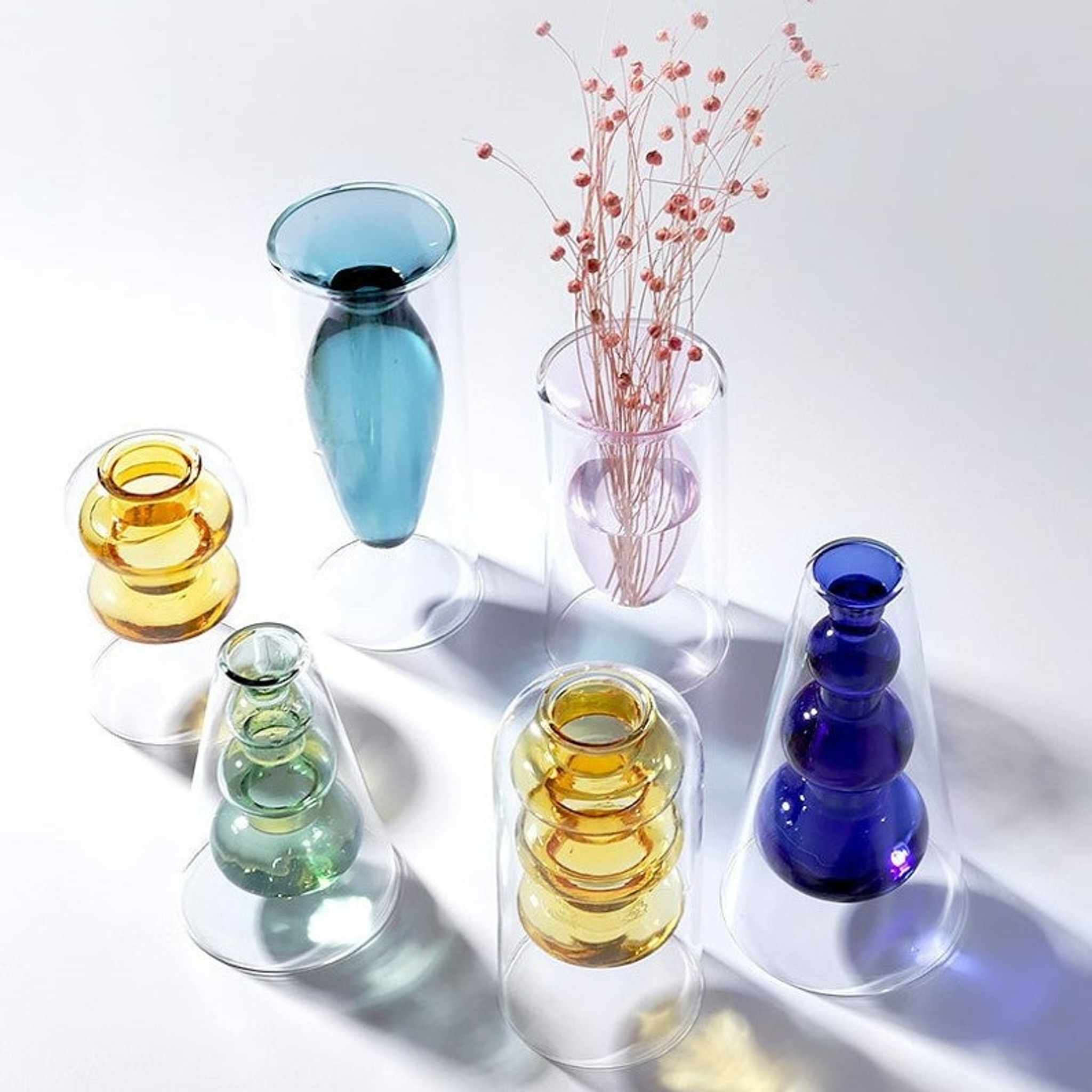 Modern glass Double Silhouette Vase unusual unique colorful lab shape