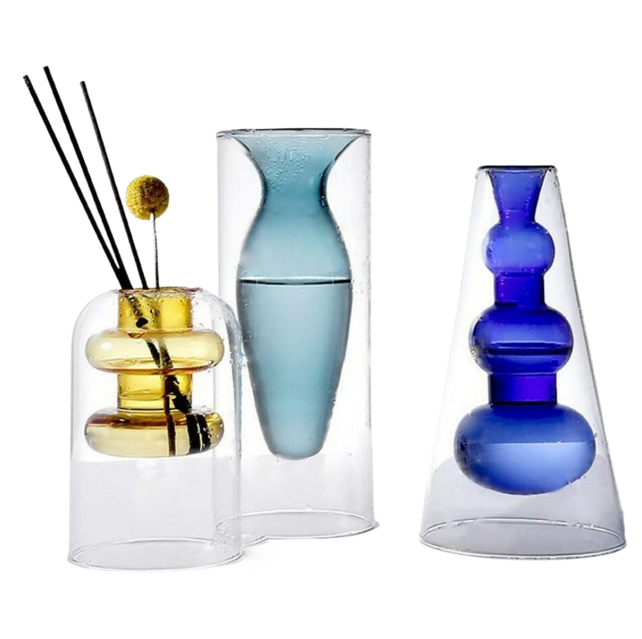 Modern glass Double Silhouette Vase unusual unique colorful lab shape