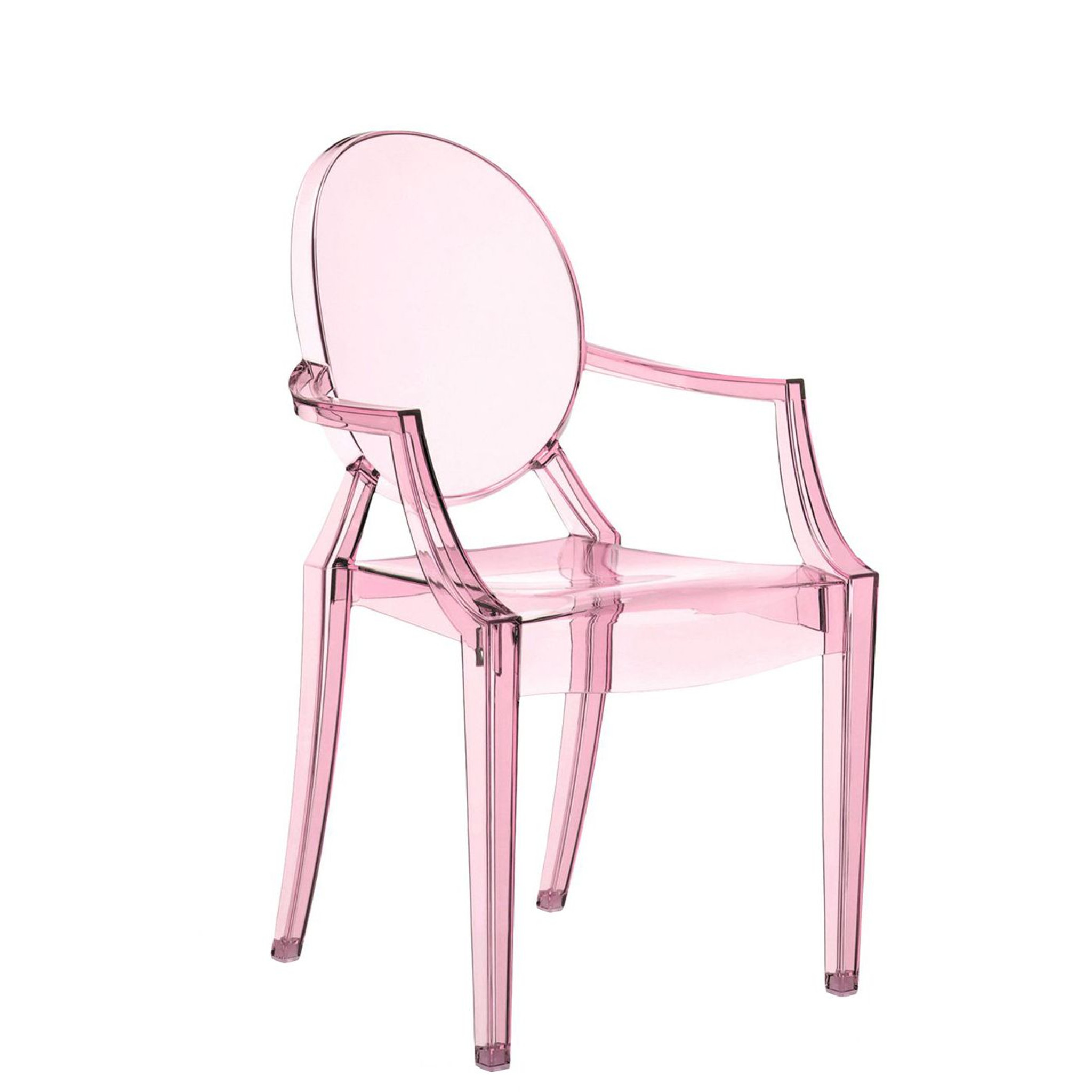 kartell lou lou ghost kids clear lucite acrylic arm chair child size pink