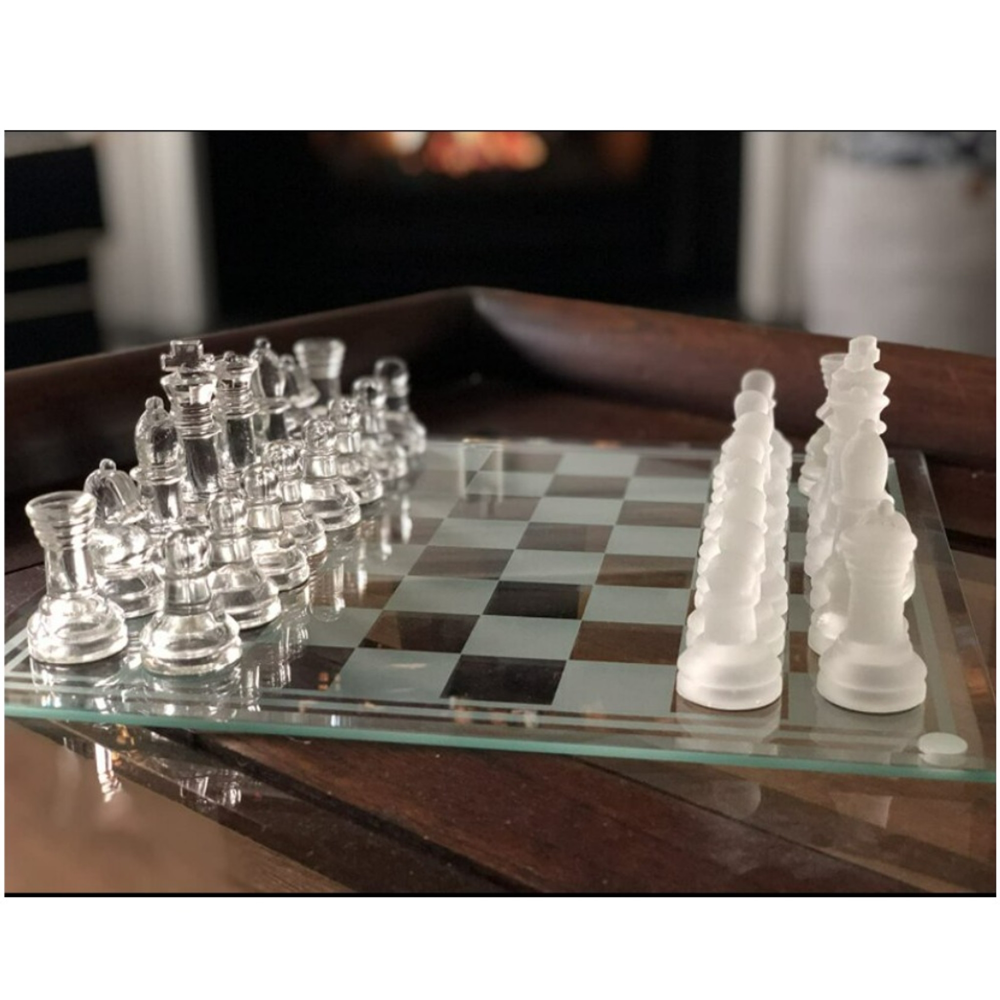 Luxury Frosted and Clear Glass Chess Set