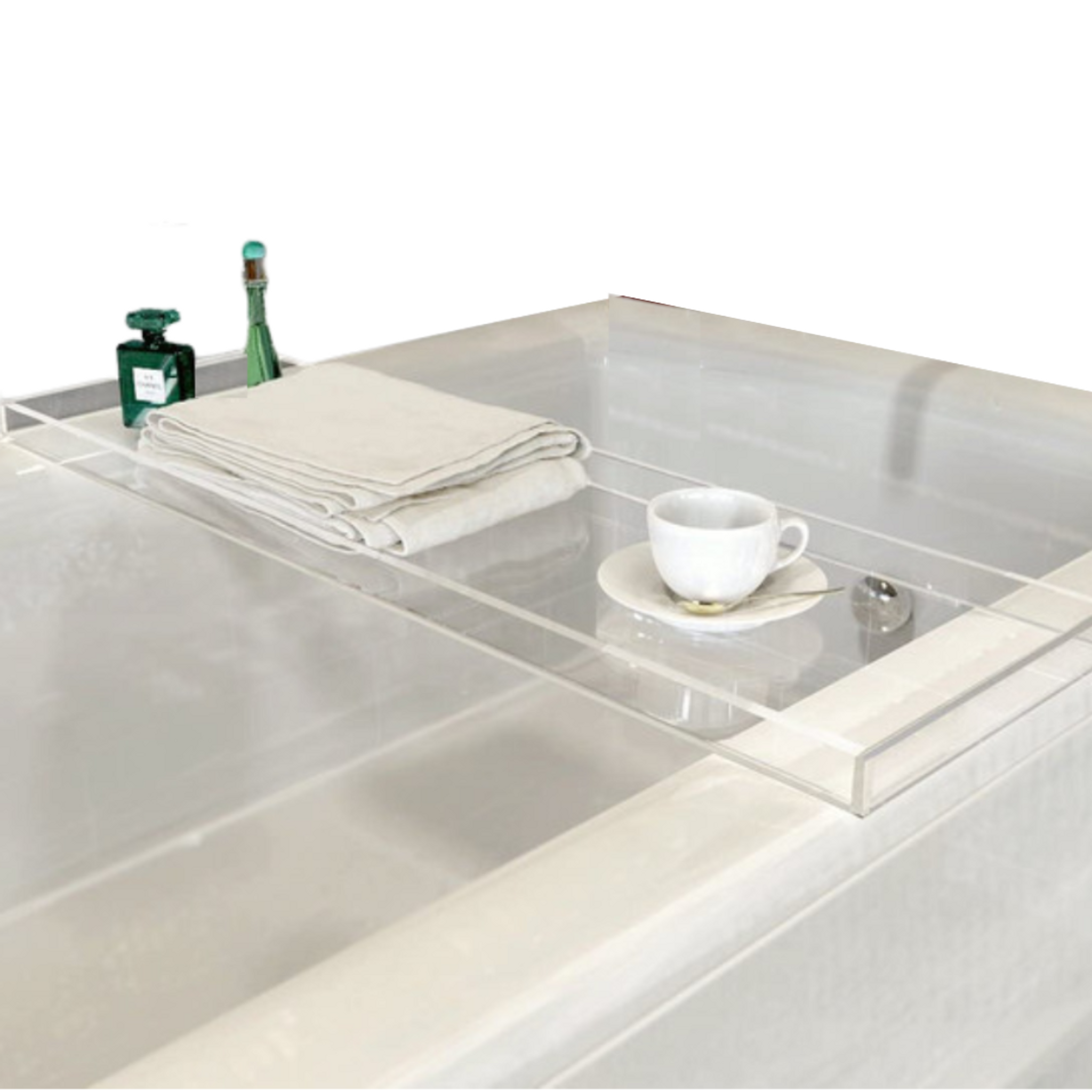 Acrylic Bathtub Tray Iridescent Clear Bathroom Caddy Shelf with