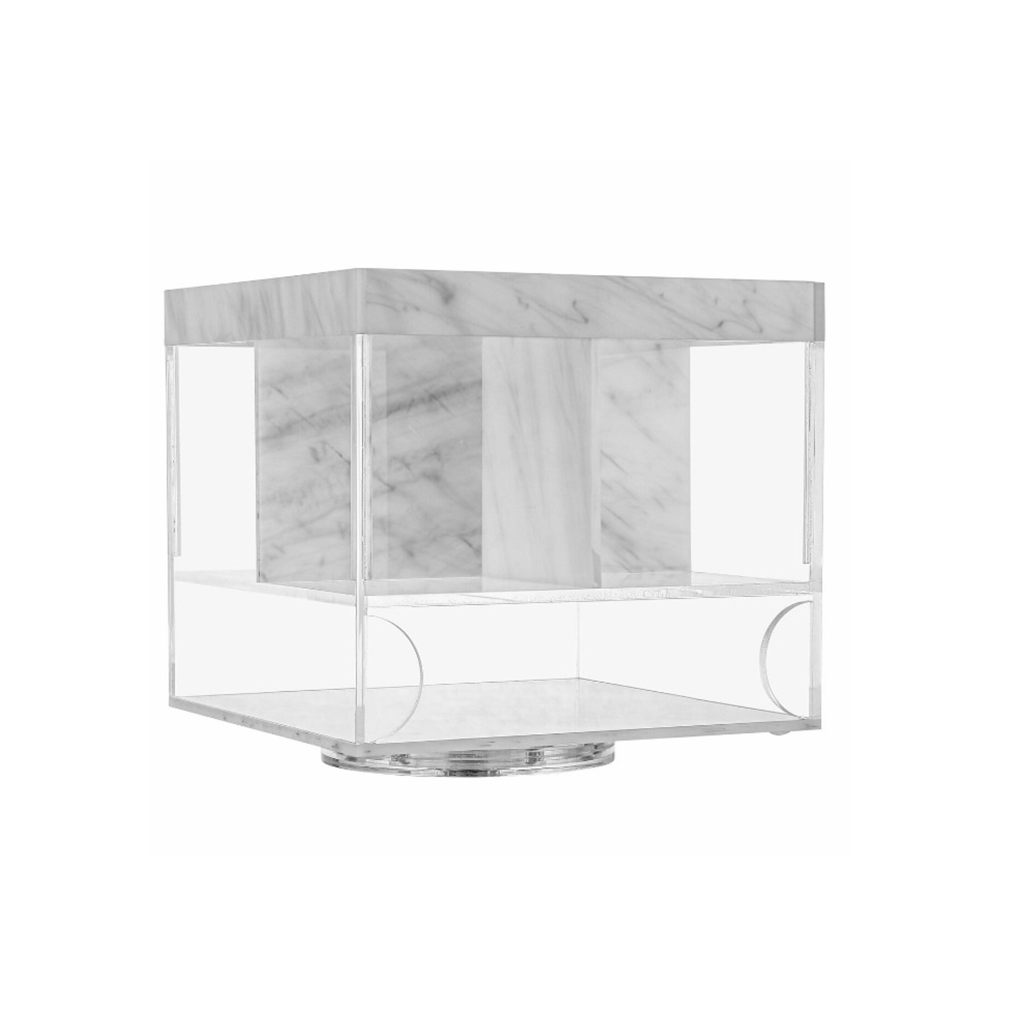Lucite and Marble Swivel Silverware Caddy