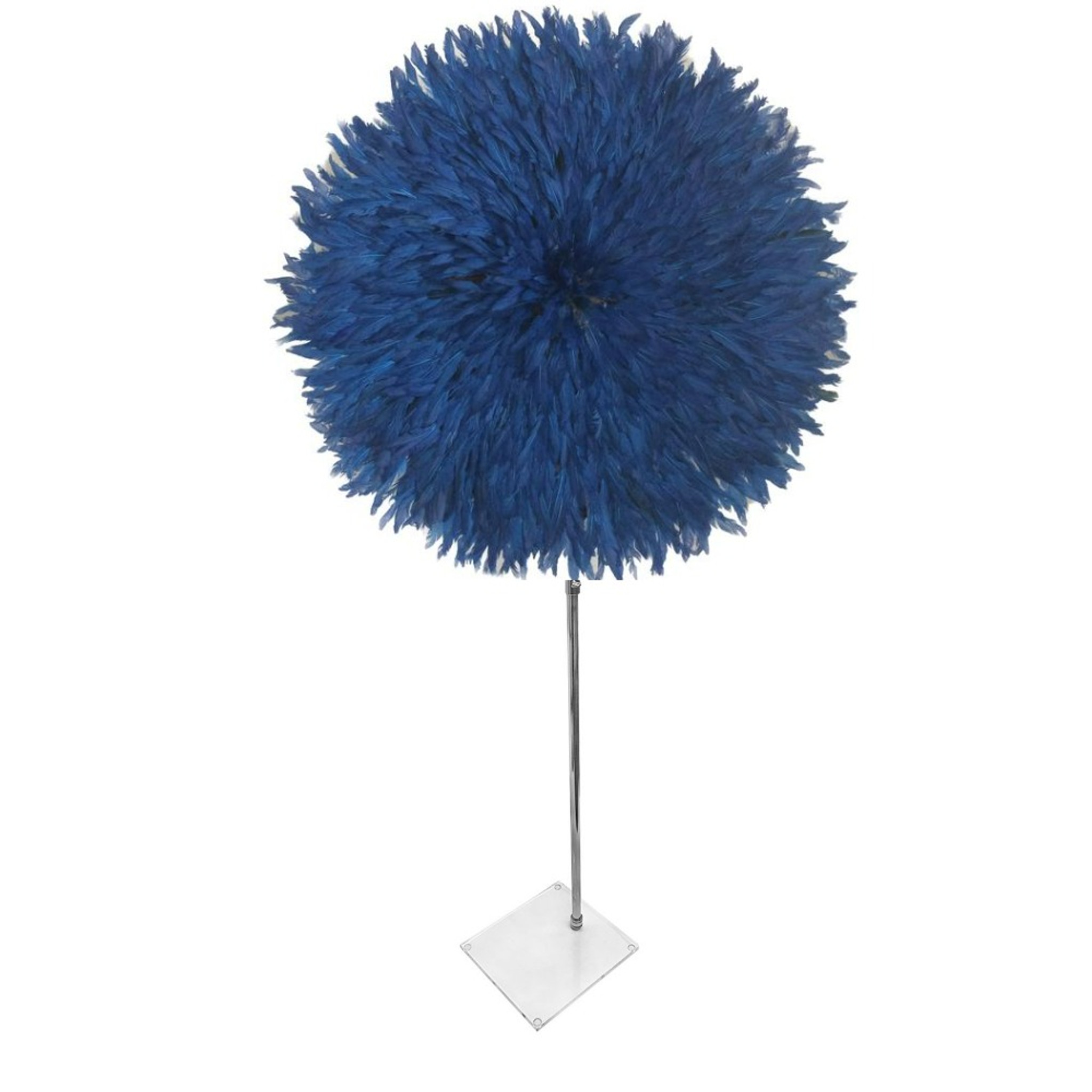 bright color juju hat feathers african round wall clear lucite acrylic decorative tabletop accessory sculpture