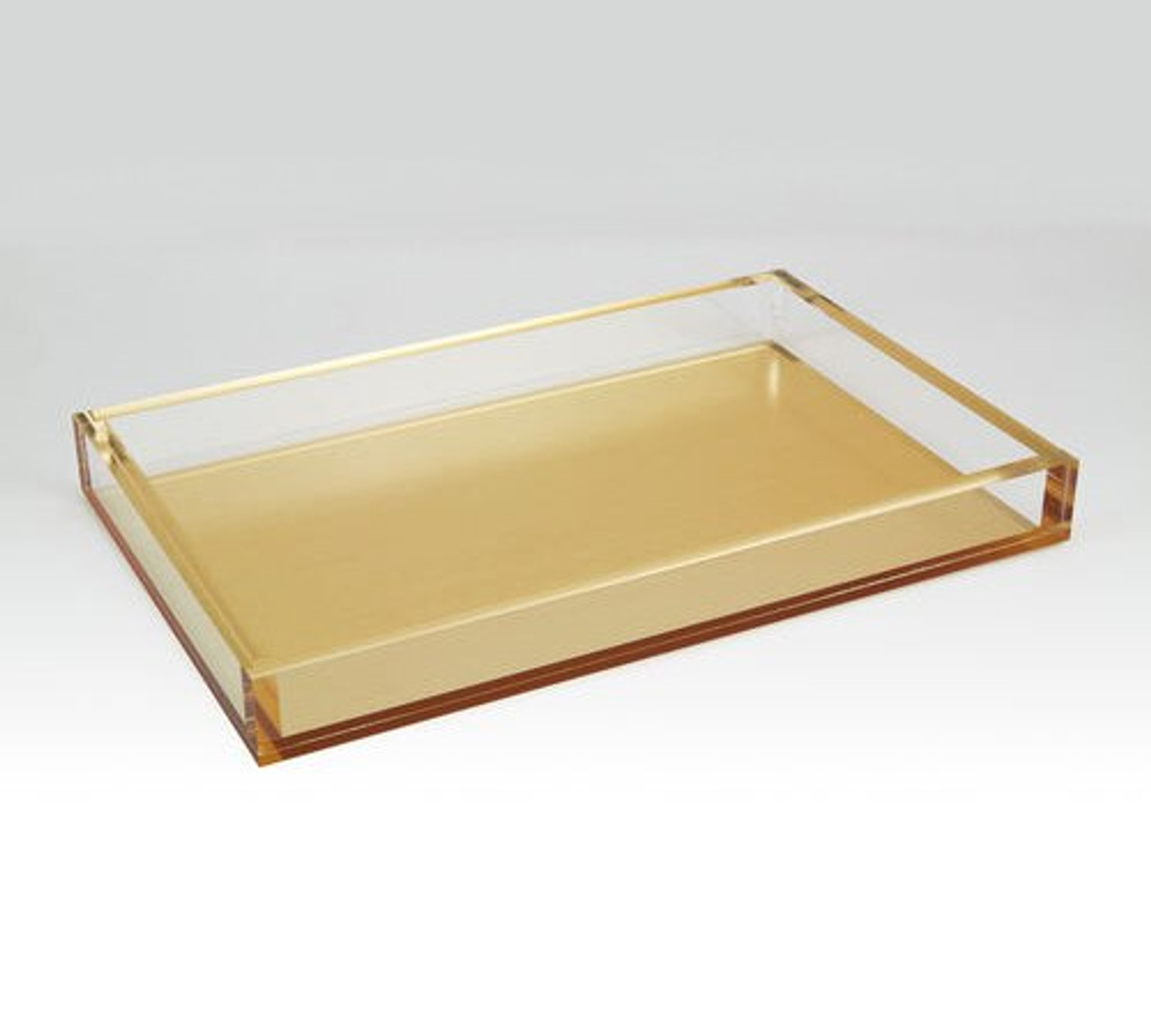 large brushed gold lucite serving tray tizo acrylic make up tray