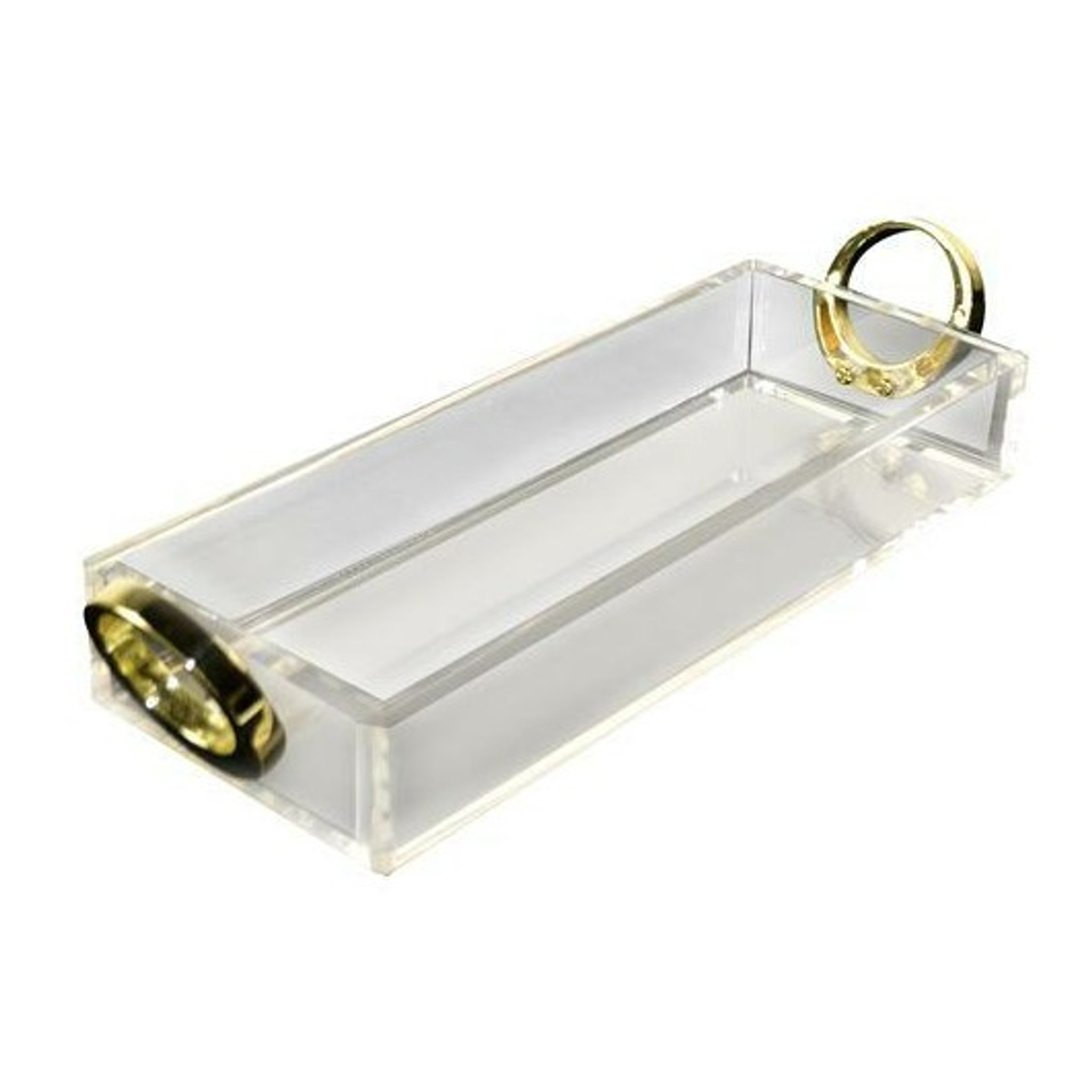 rojo 16 clear acrylic lucite tray gold ring pull handles modern