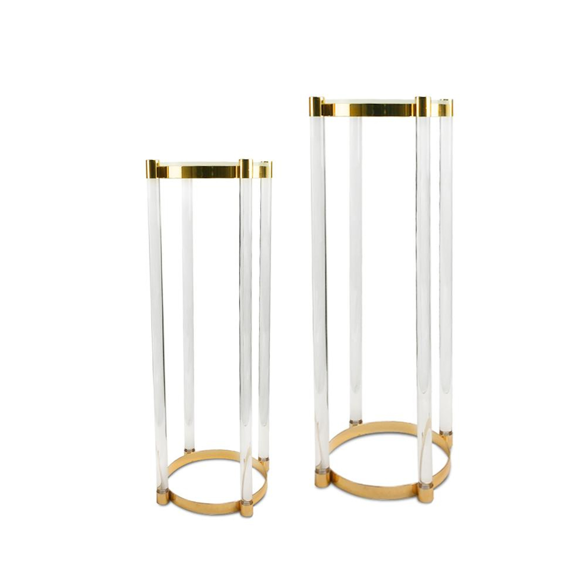 Round Gold and Acrylic Display Pedestals,