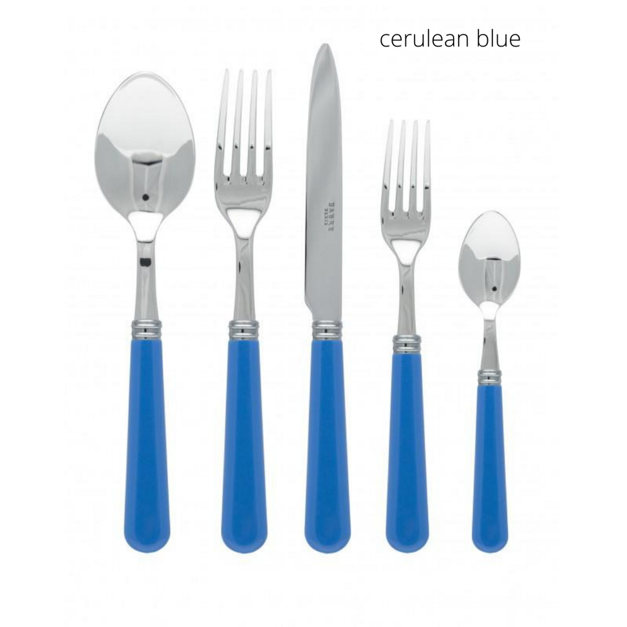 Modern Silver and Lucite Flatware 5 Piece Setting, Color Options