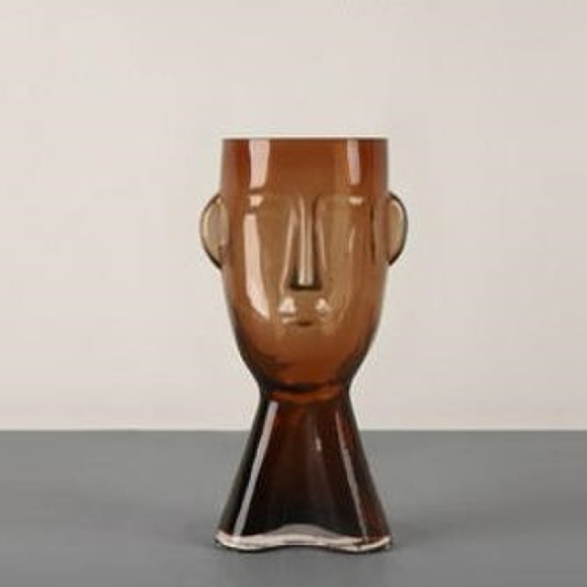 modern Amber and Smoke Grey Face Glass Vase