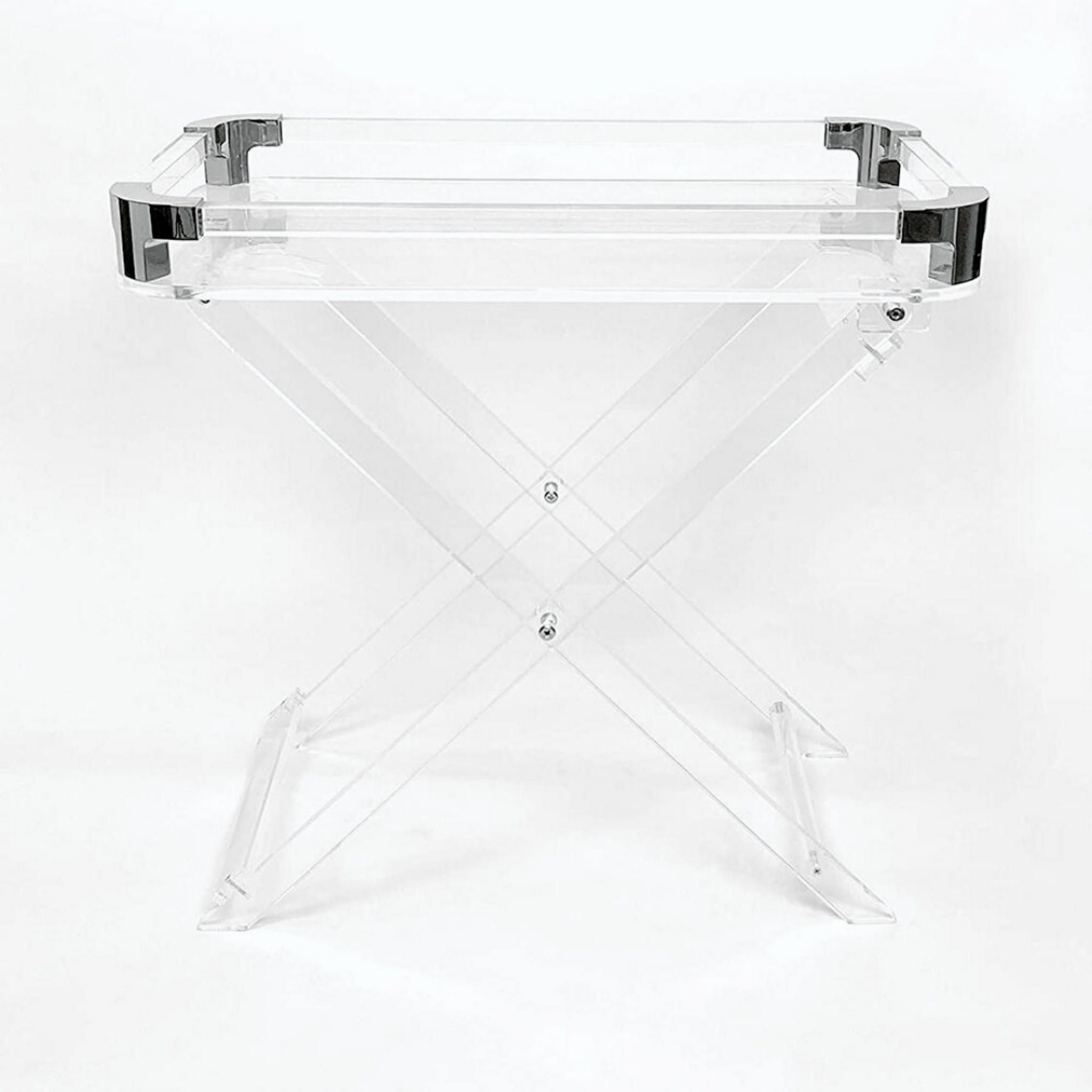 Designstyles Acrylic Folding Tray Table – Modern Chic Accent Desk - Kitchen and Bar Serving Table 