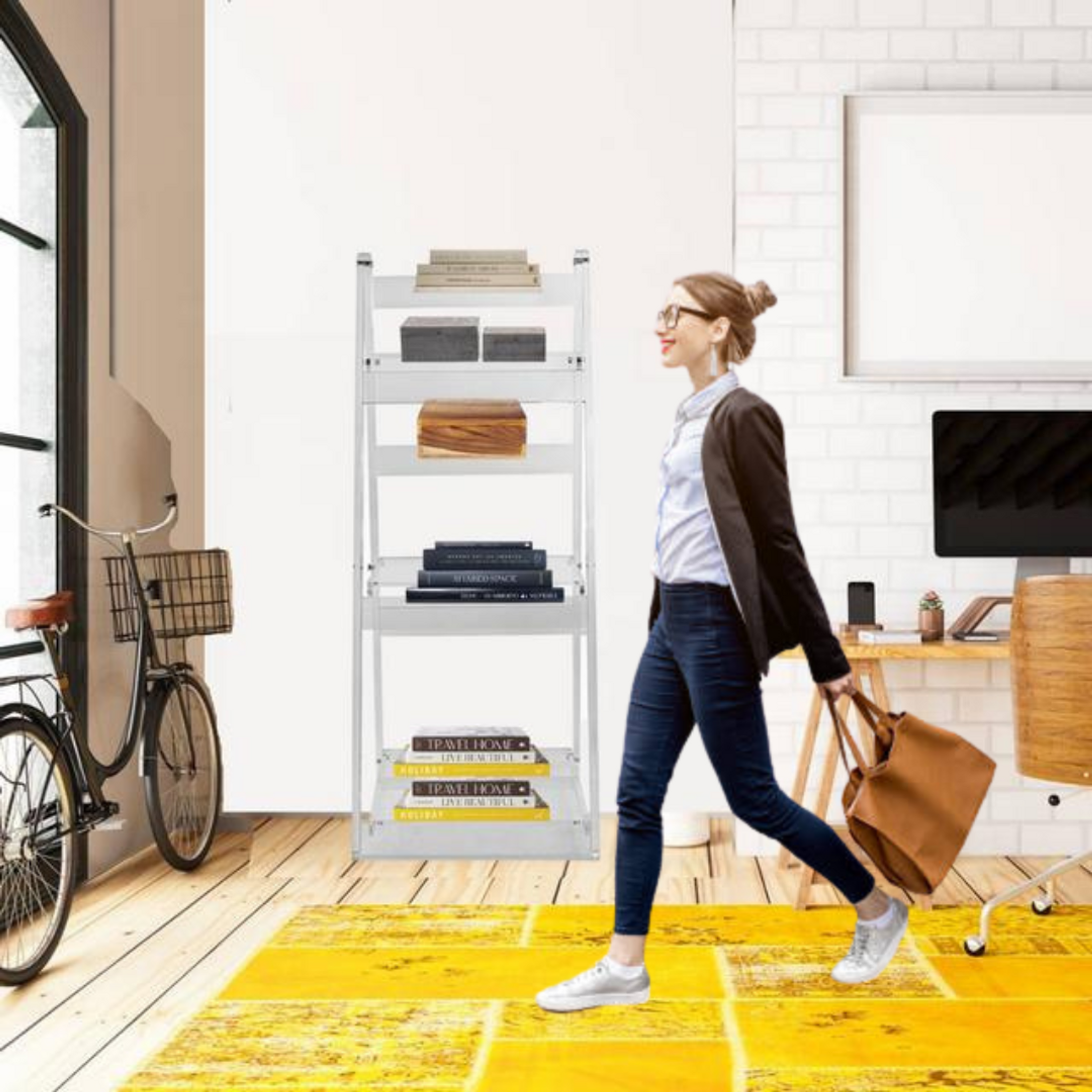 Clear Acrylic Ladder Bookcase