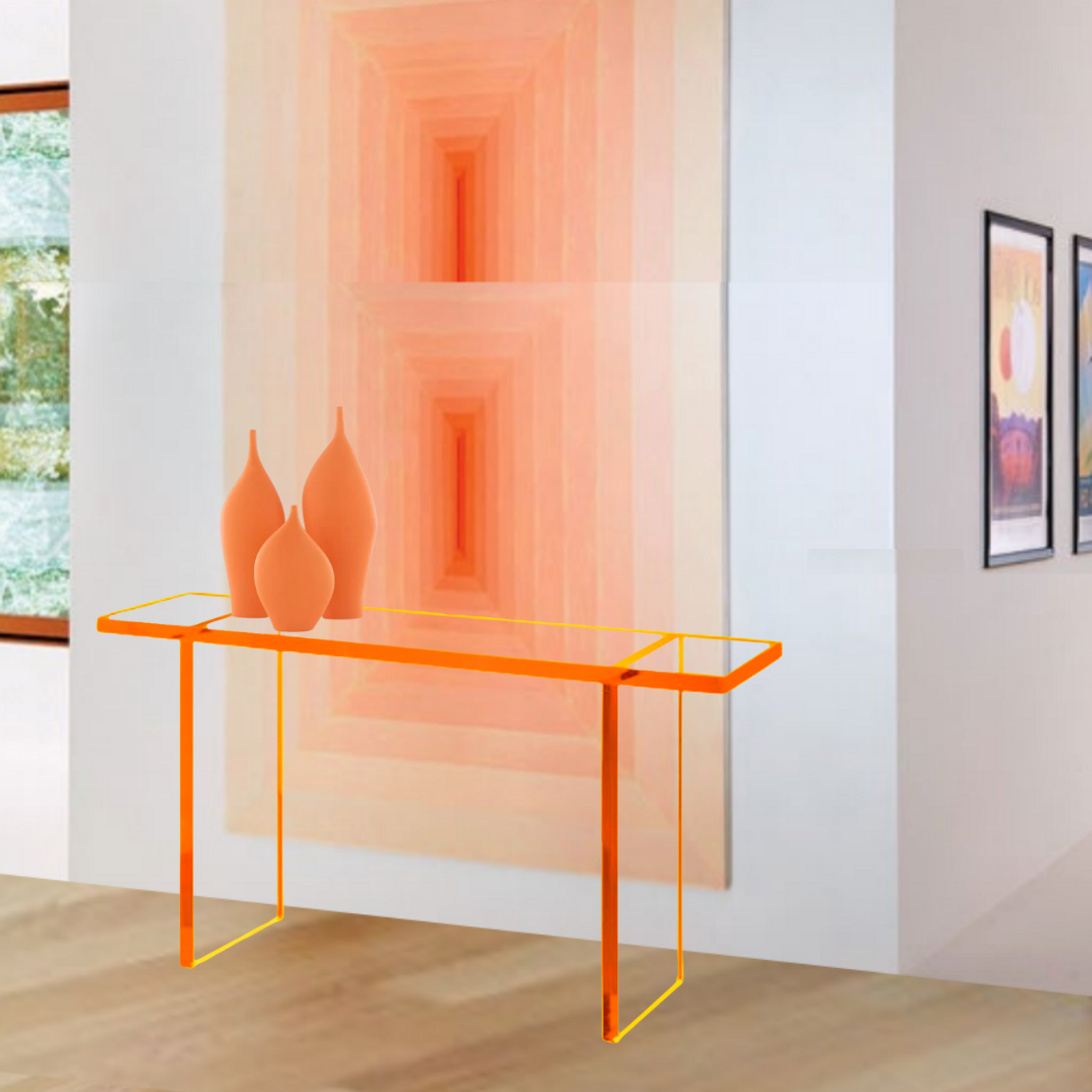 Color Edge Thick Clear Lucite Console Table