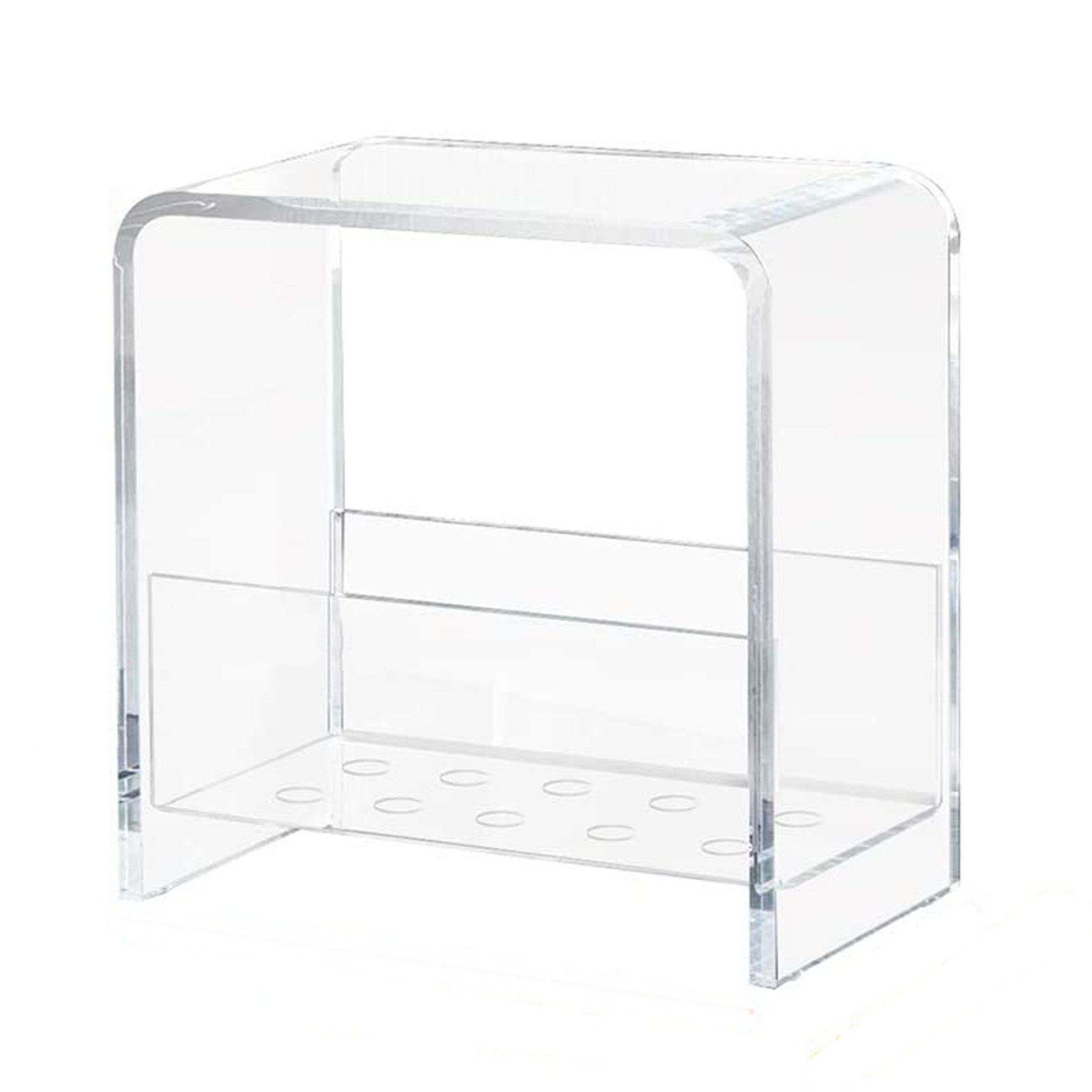 Clear Acrylic Shower Bench with Storage Shelf