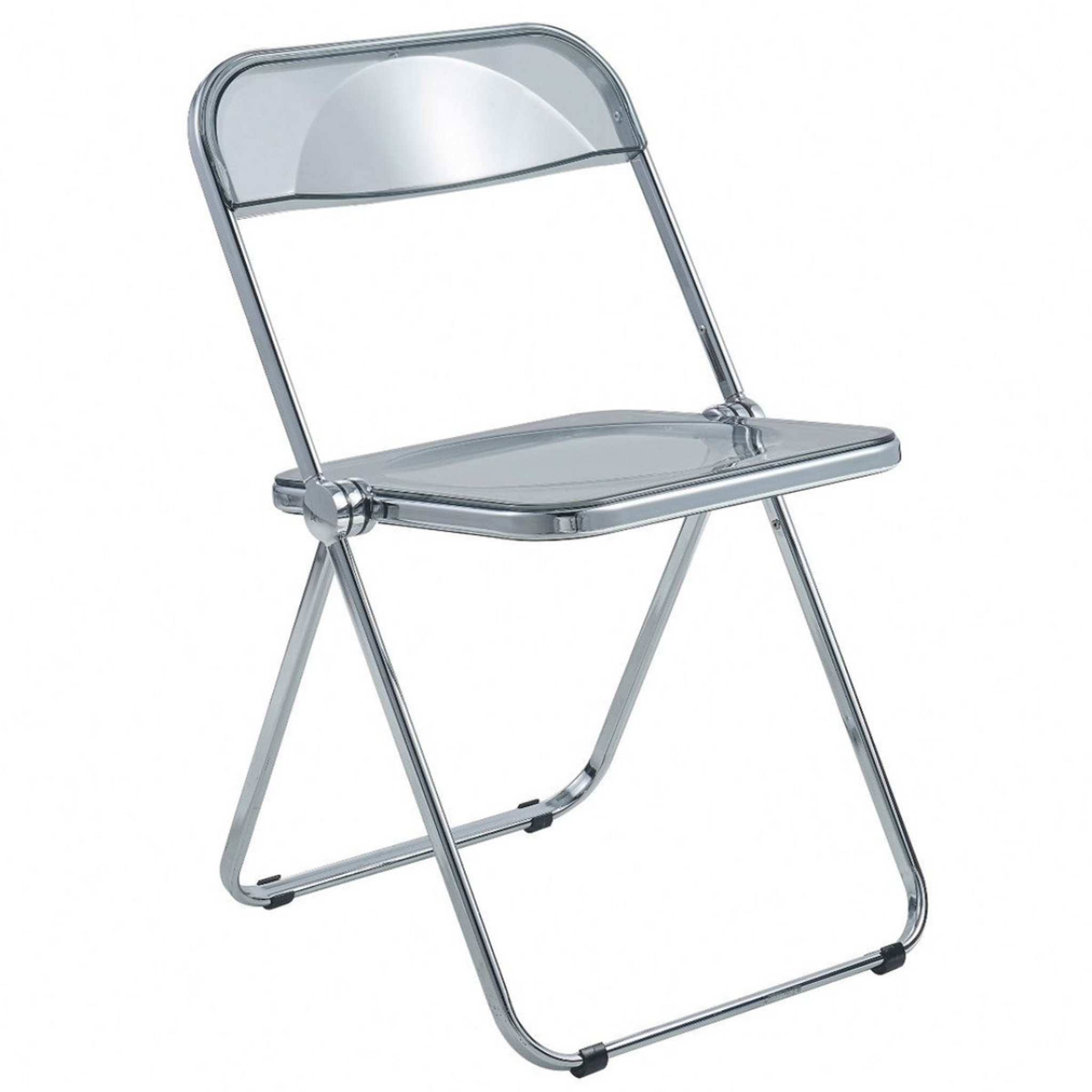 Clear Folding Chair with Chrome Trim 