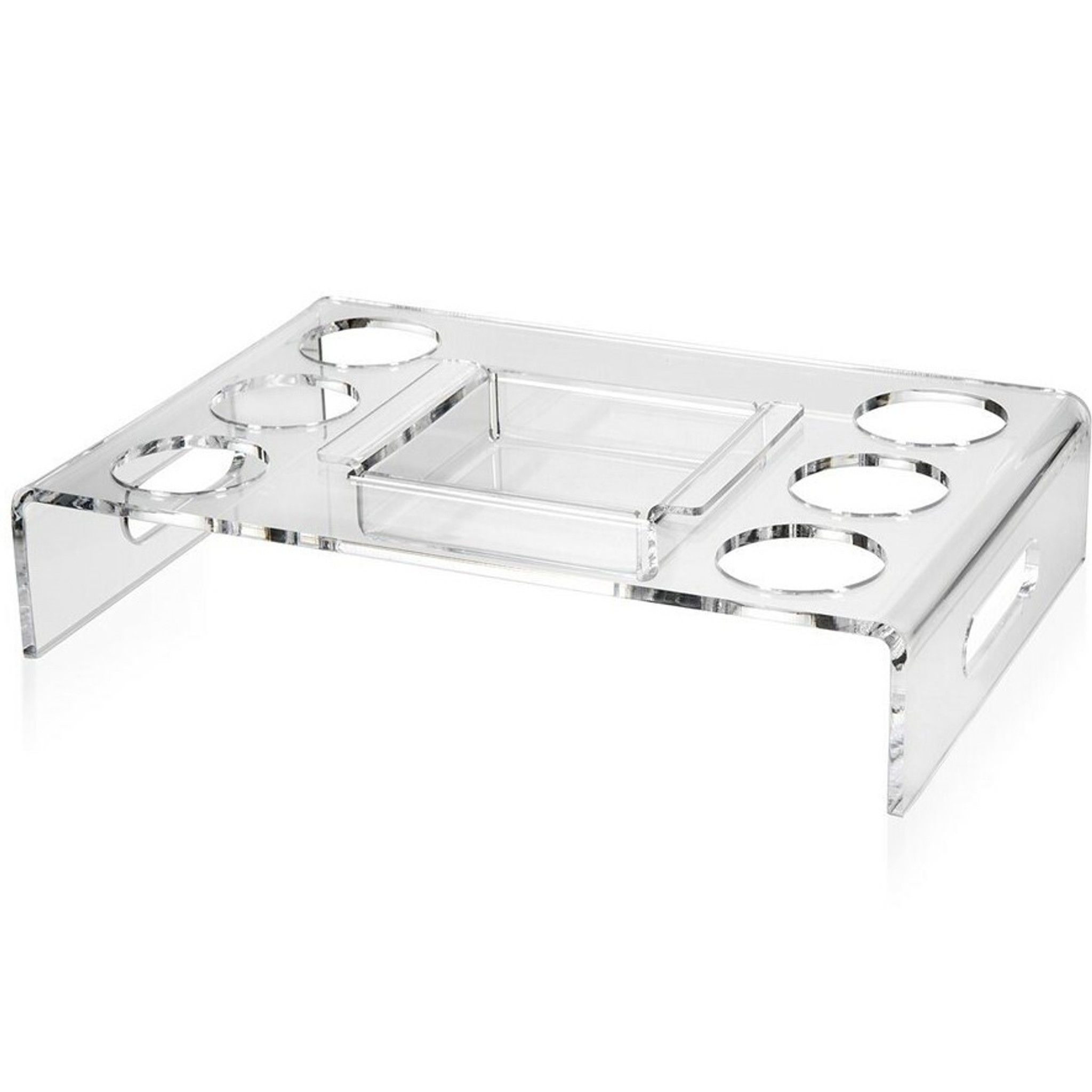 Clear Acrylic Breakfast Serving Tray with Cupholders