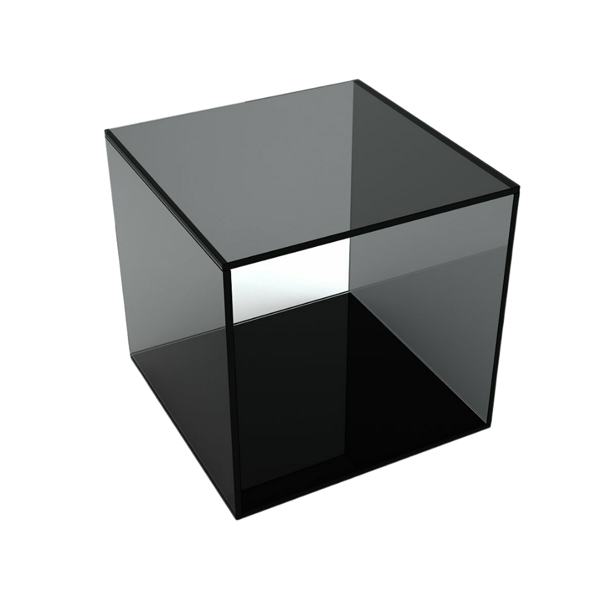 Sheer Black Lucite Side Table with Shelf