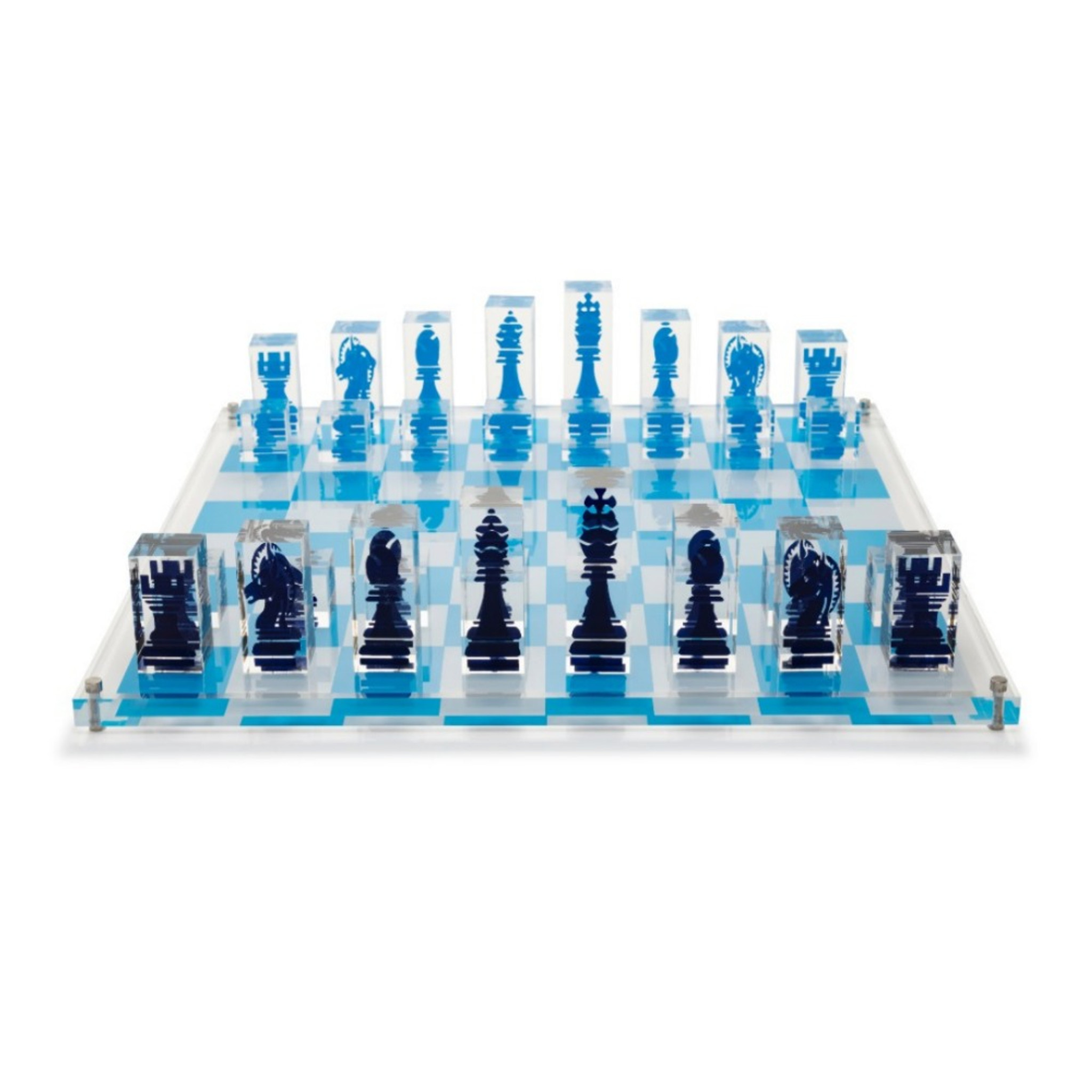 Acrylic Navy and Light Blue Chess Set