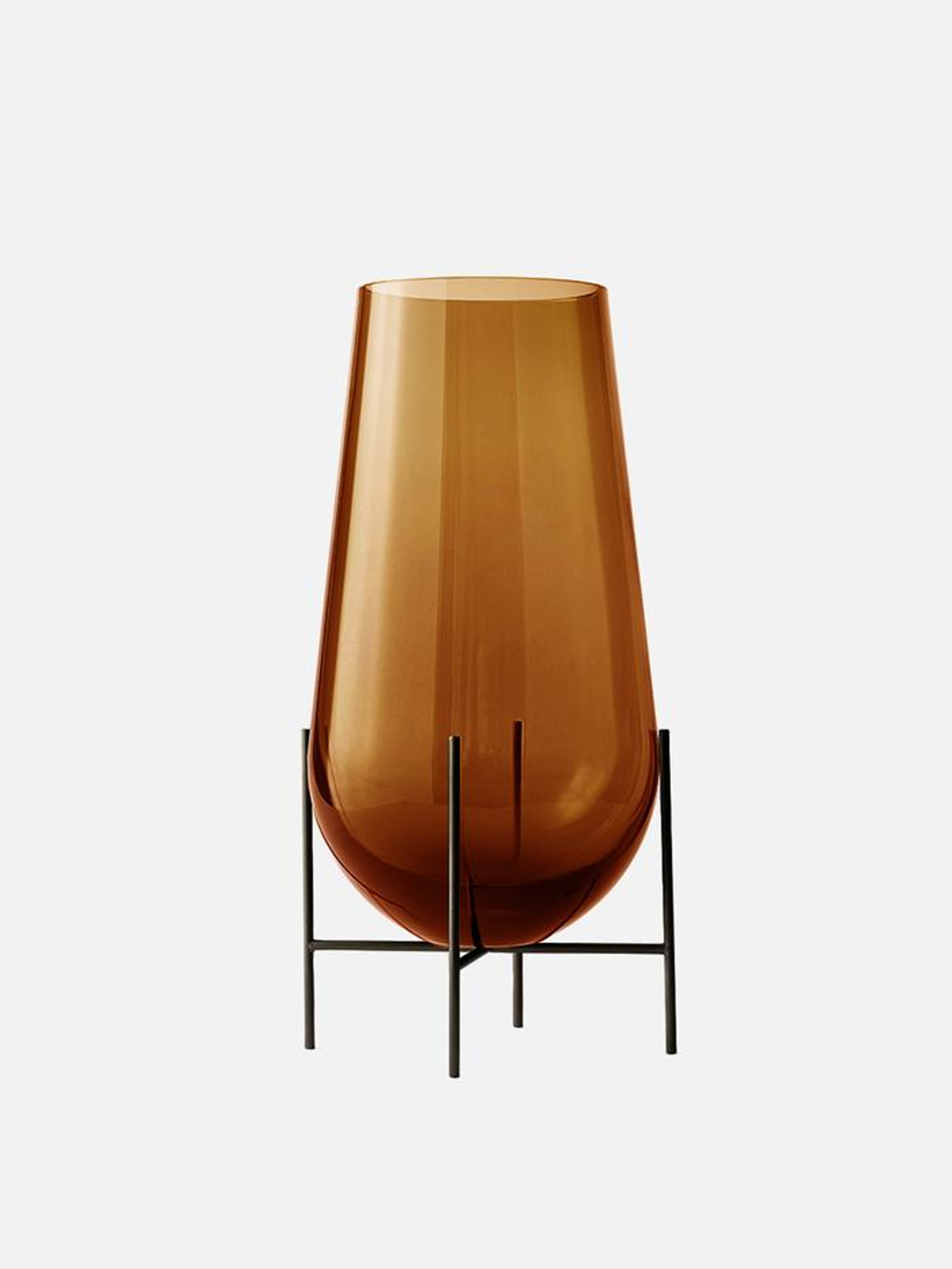 Echasse Amber Glass Vase on Stand, Sizes Options