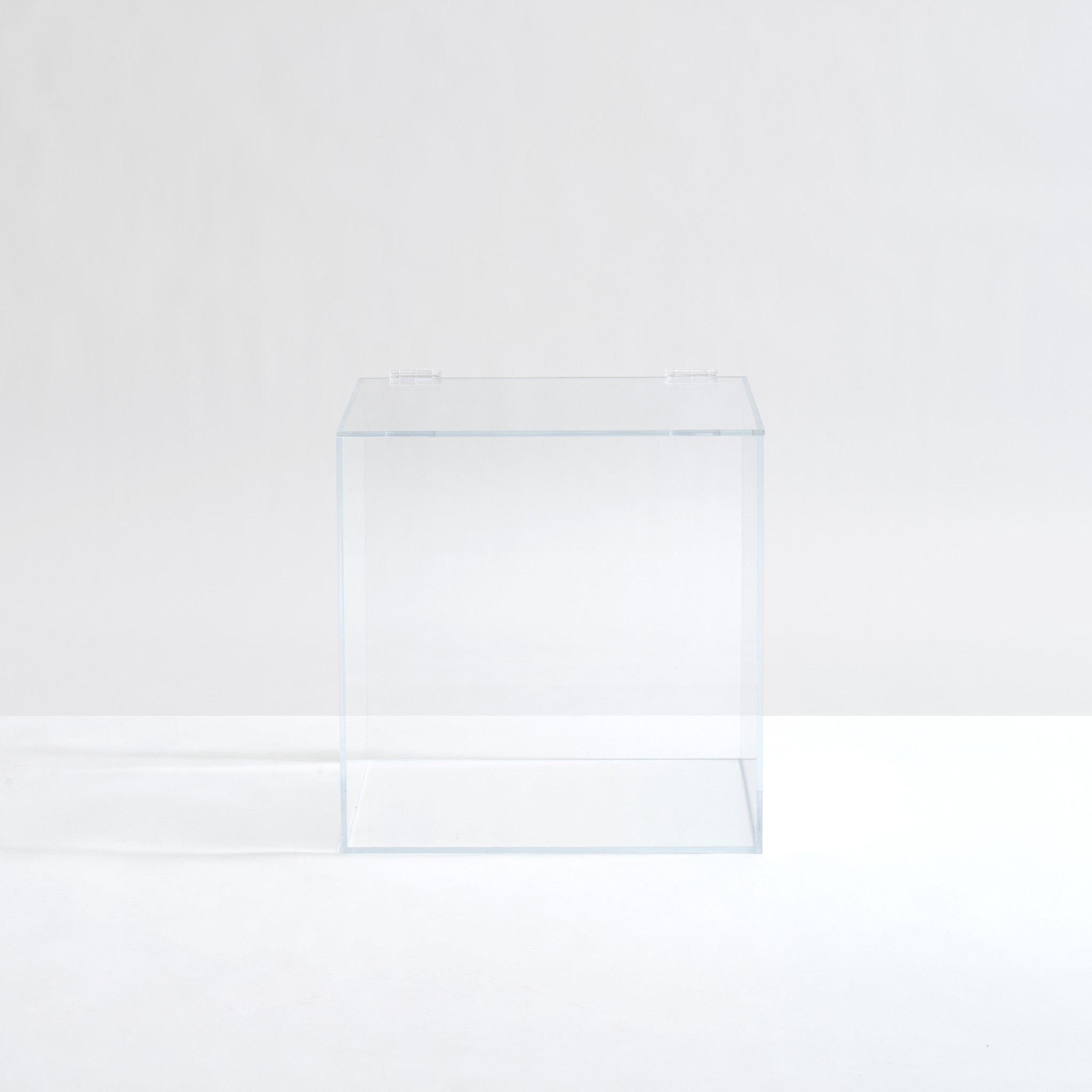 clear Acrylic Lucite cube bin storage Box w/ Hinged Lid toy organizer food container large scoop