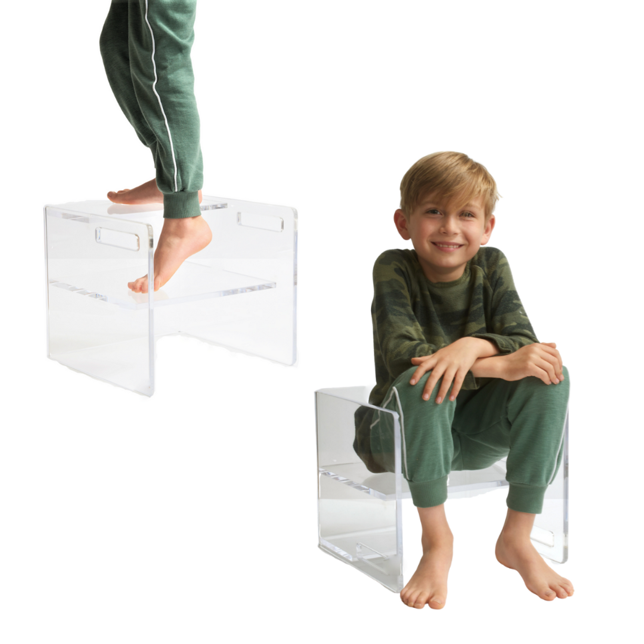 Clear Lucite Kid's Flip Step Stool Chair