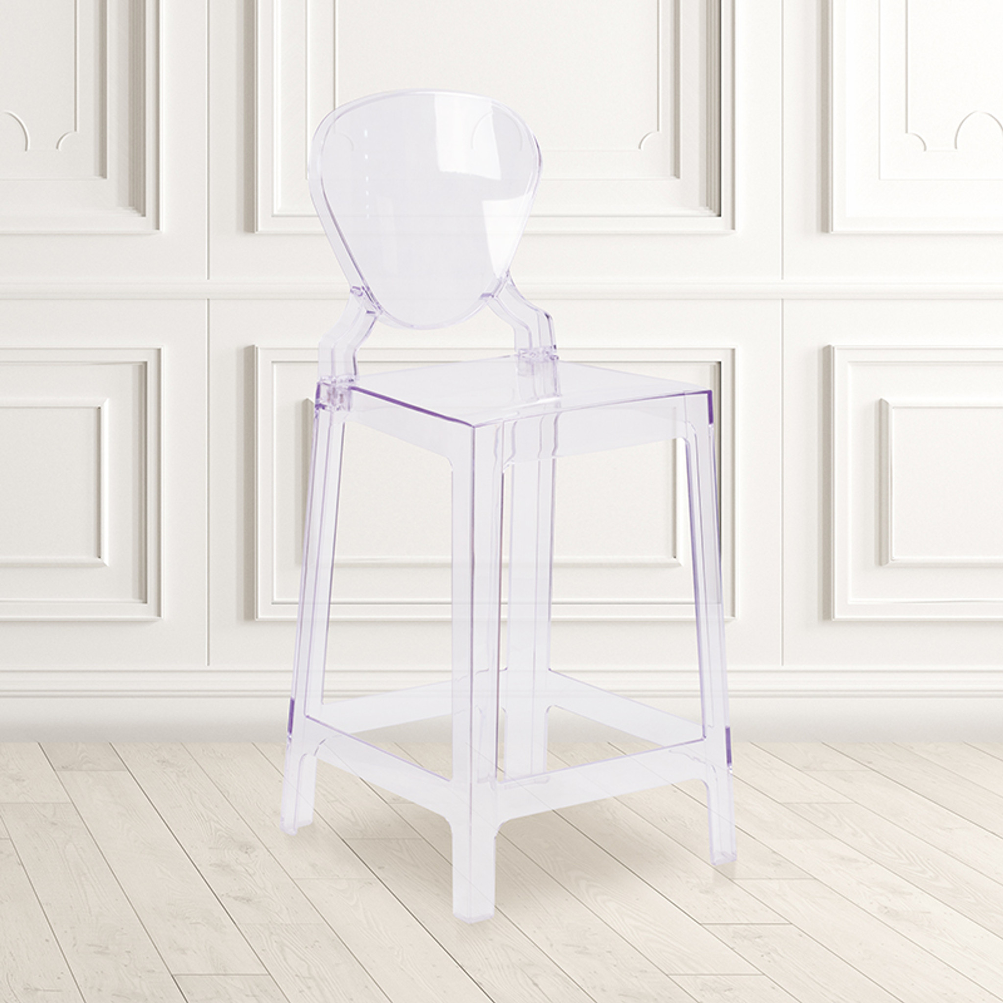 Clear Acrylic Indoor/Outdoor Woven Tear Back Barstool