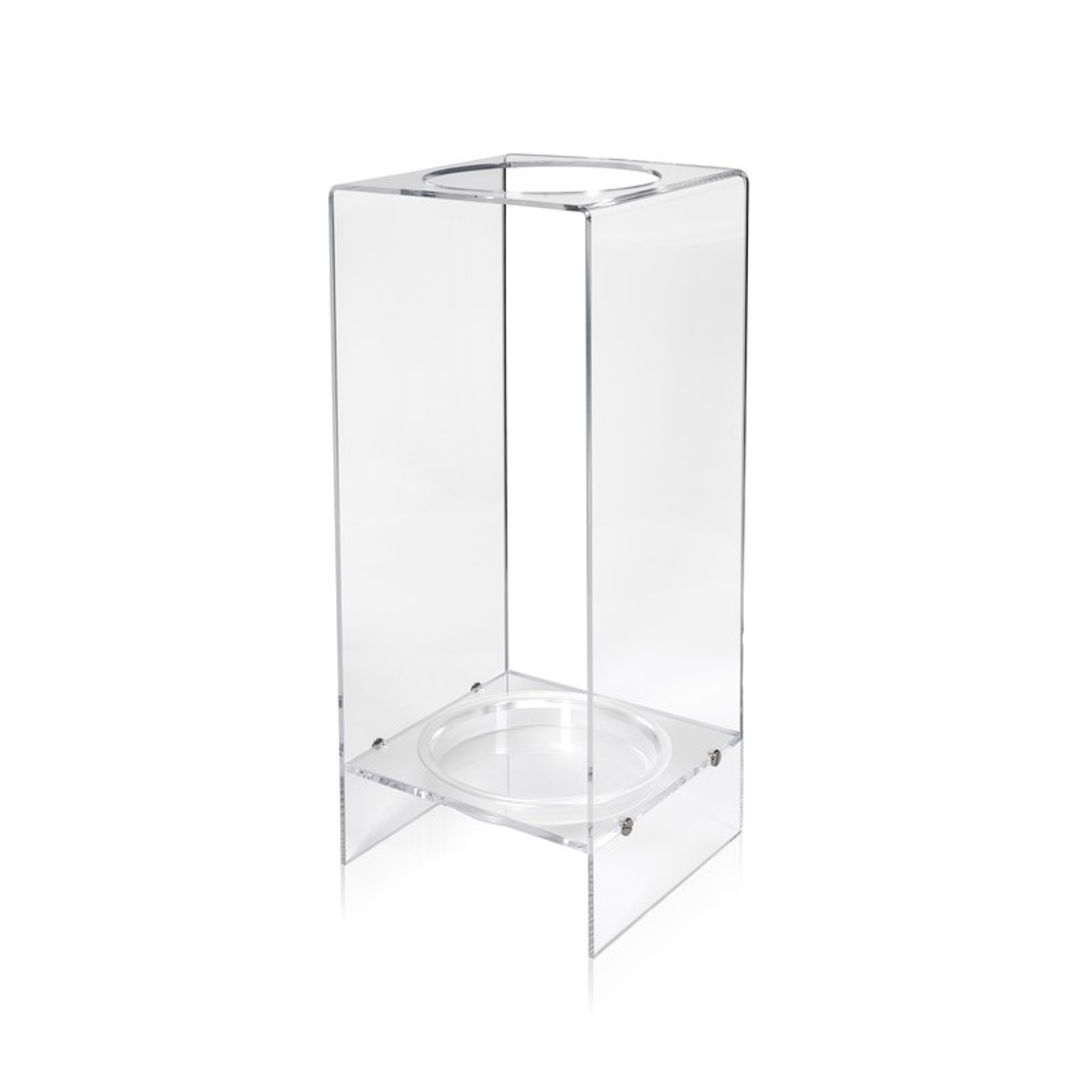Clear Lucite Modern Umbrella Stand with Circle Cut Out