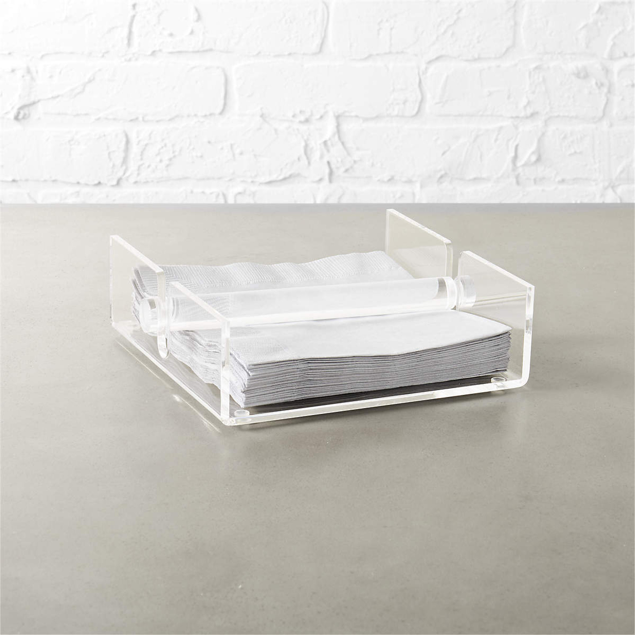 Lucite Napkin Holder with Clear Rod