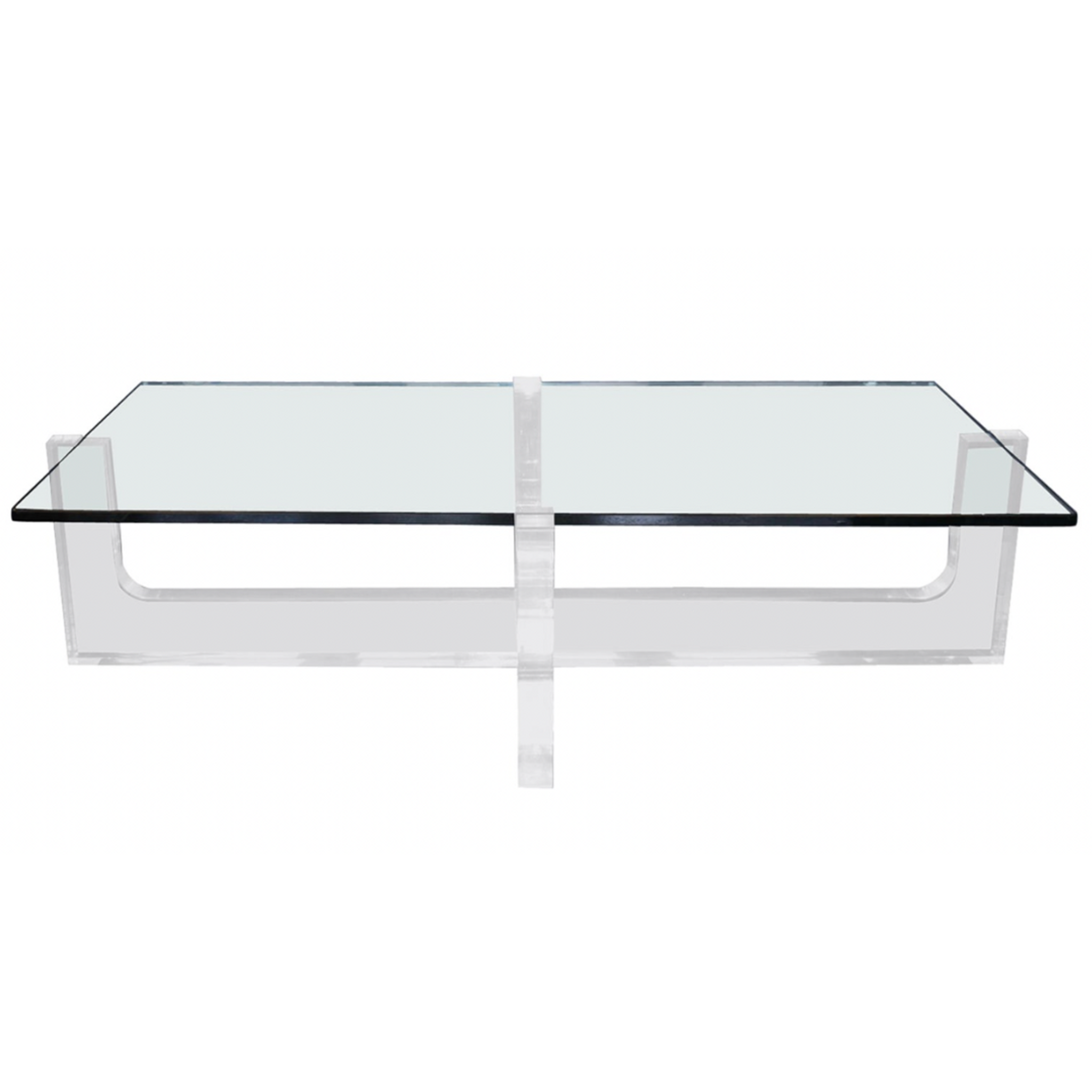 modern lucite clear acrylic Cross Base Low Coffee Table