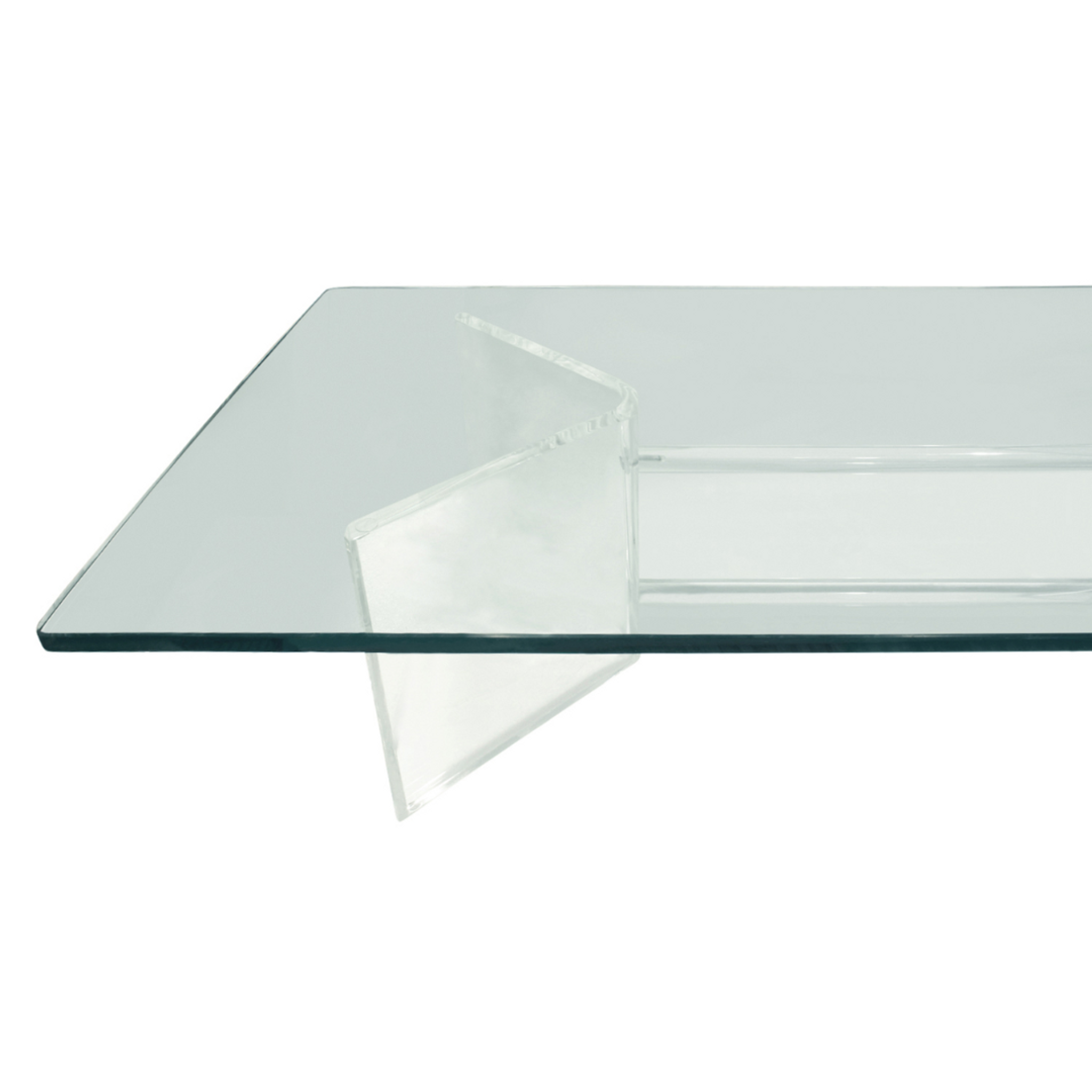 Rectangular Lucite Coffee Table with Boomerang Trestle Base