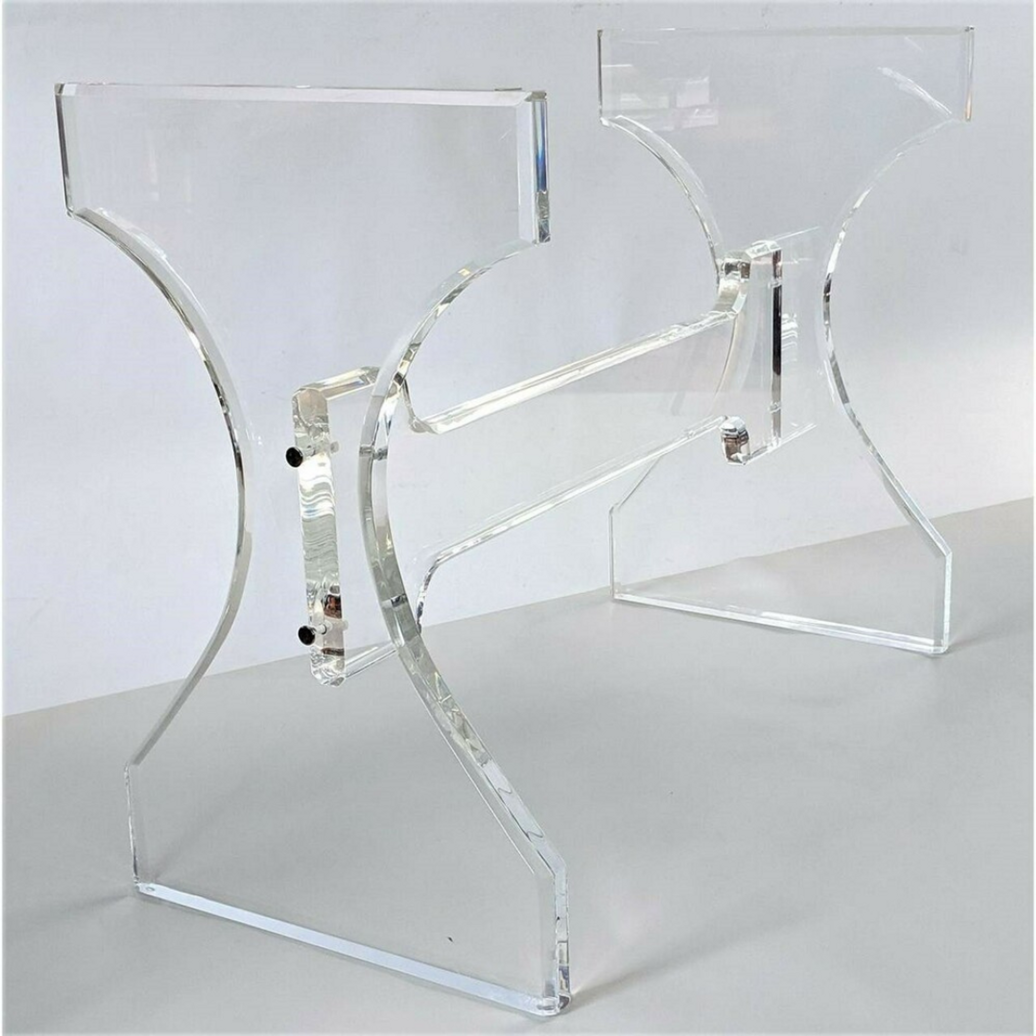 Custom Lucite Curved Trestle Table Base