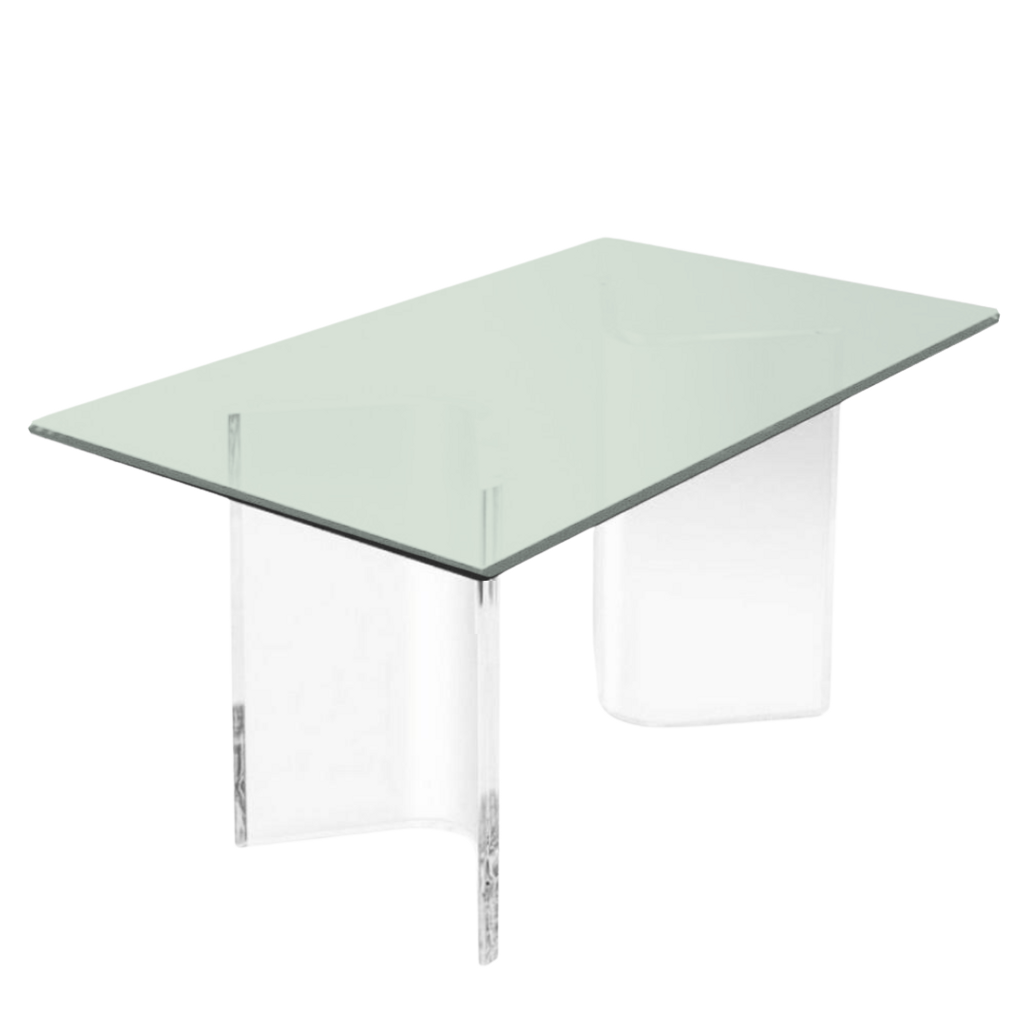 lucite clear acrylic boomerang base glass top desk