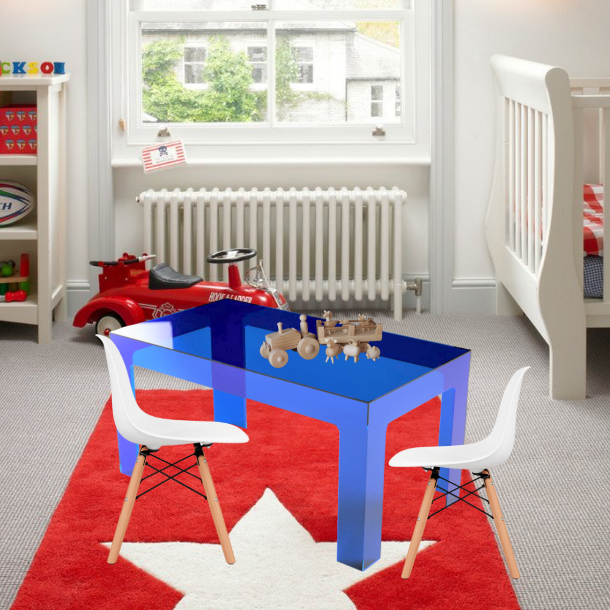 Kids Bright Color Acrylic Rectangular Play Table/Desk