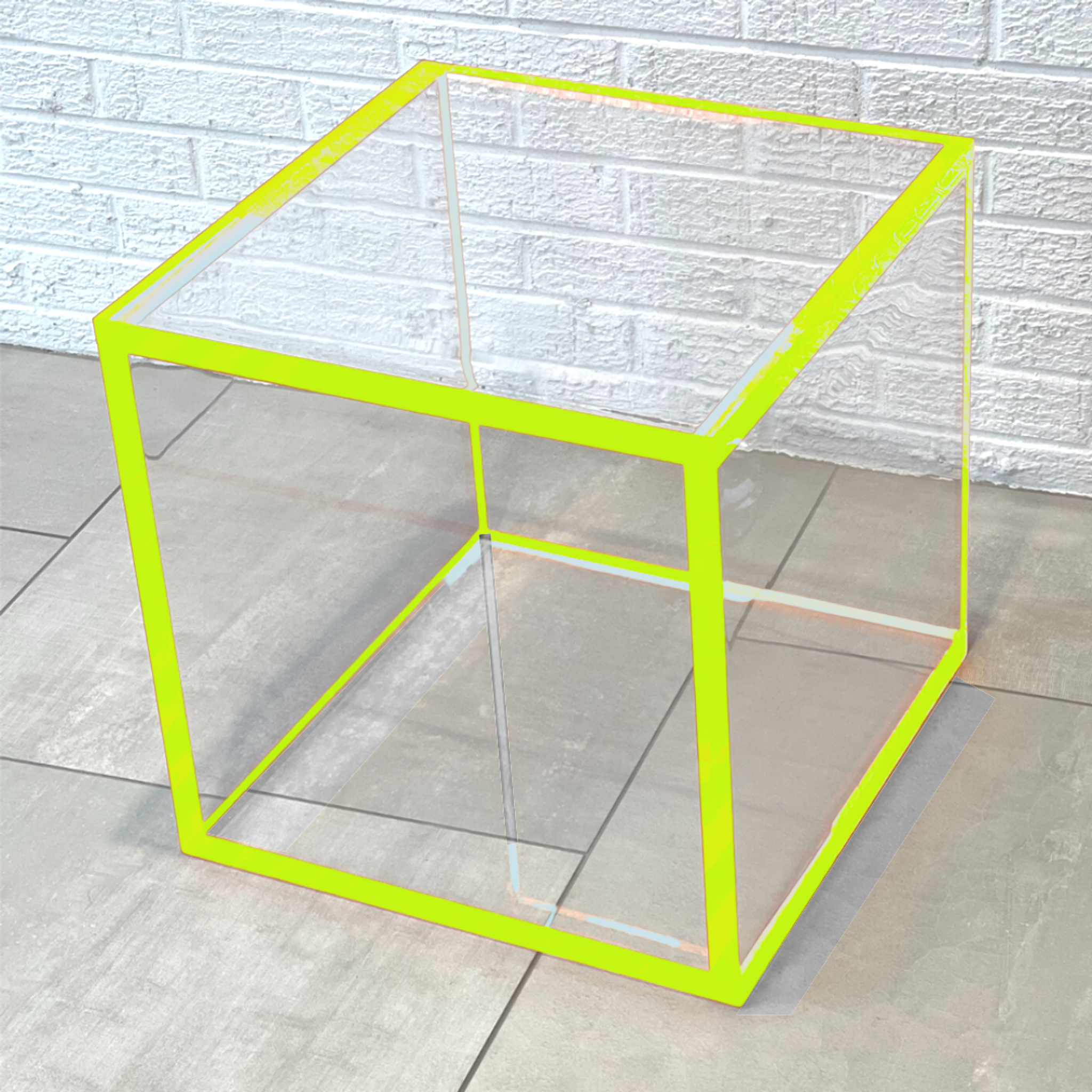 color edge lucite clear acrylic cube side end table