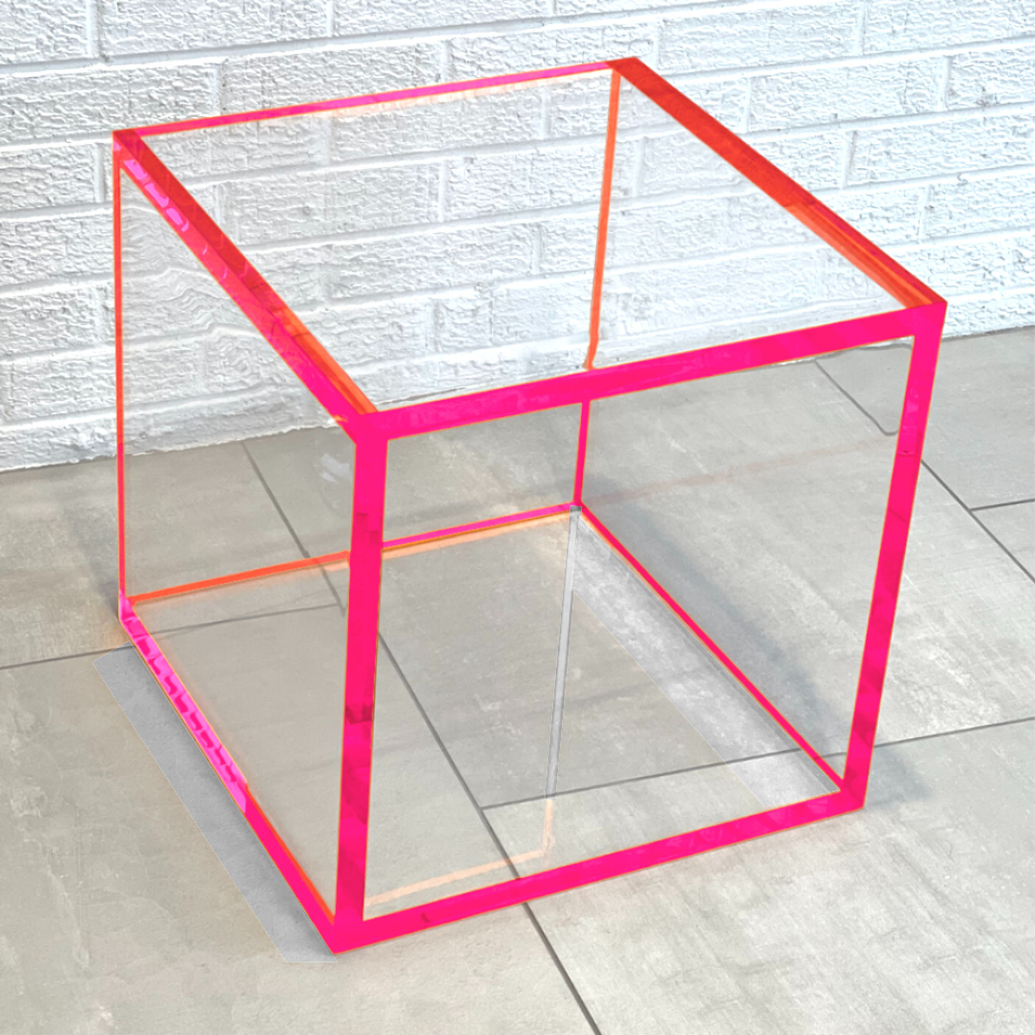 color edge lucite clear acrylic cube side end table